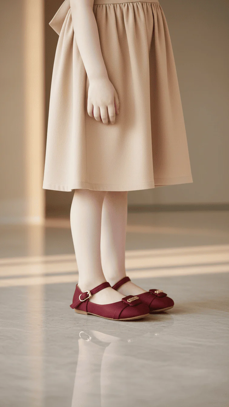 Girls Maroon Formal Pumps KD2477