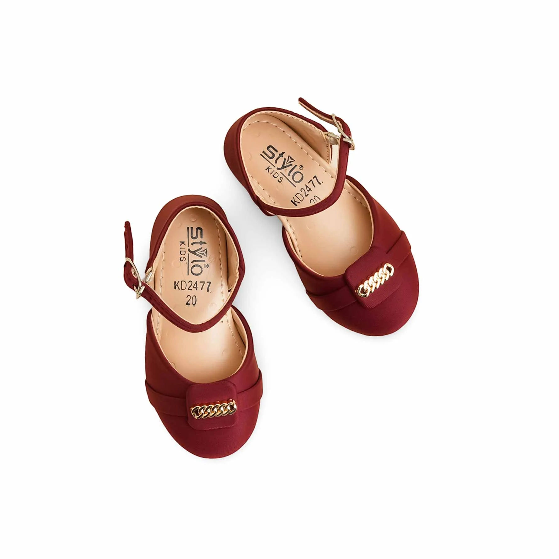 Girls Maroon Formal Pumps KD2477 - Image 5