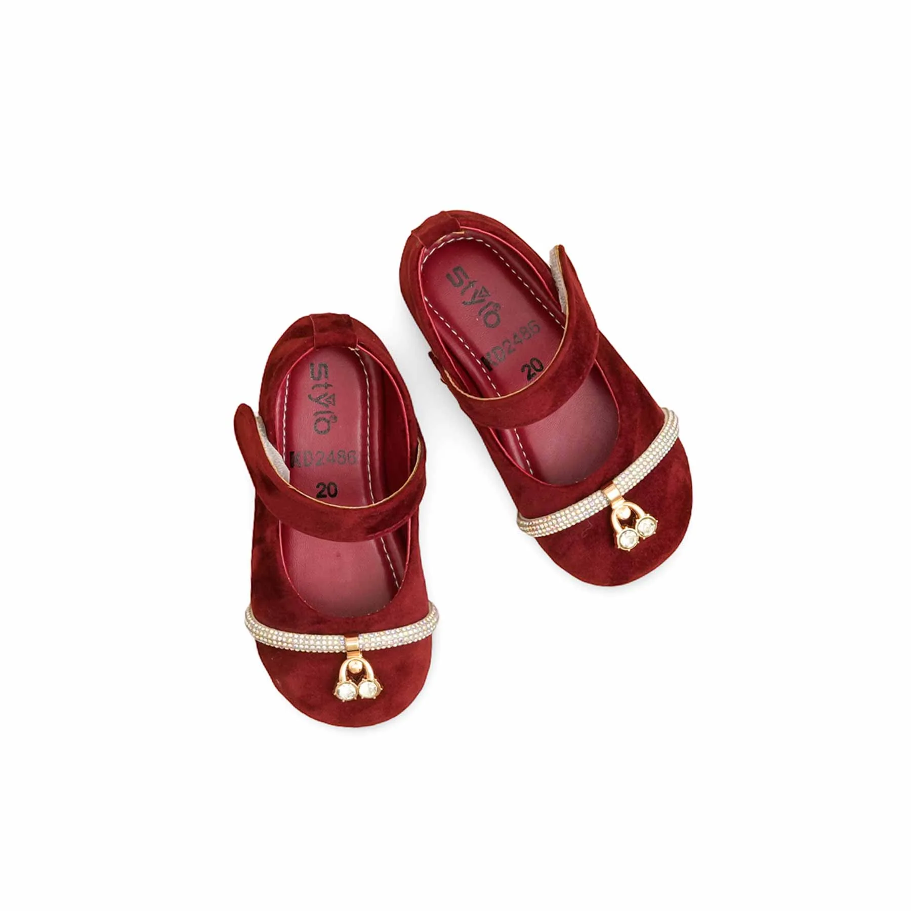 Girls Maroon Formal Pumps KD2486 - Image 5