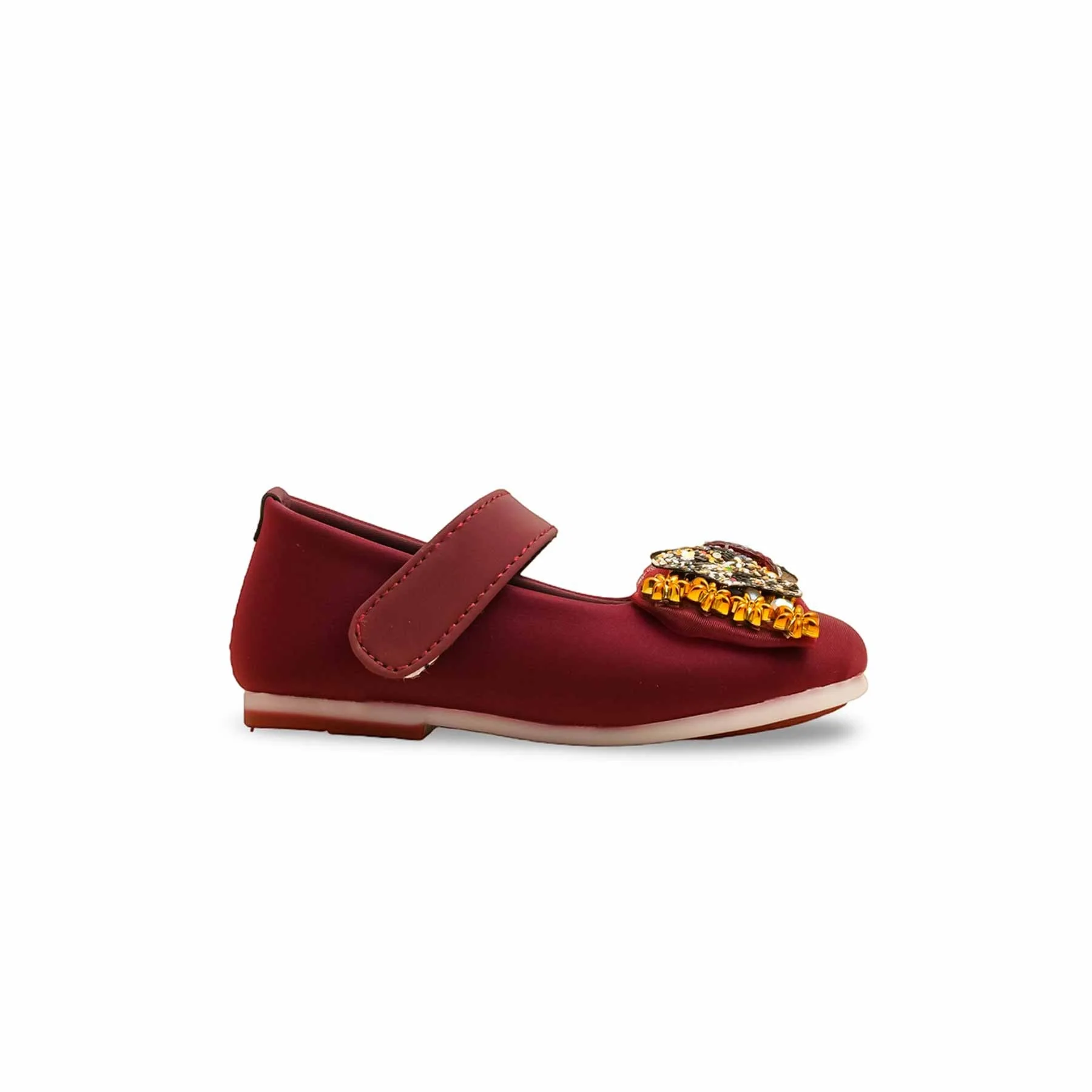 Girls Maroon Formal Pumps KD2493 - Image 2