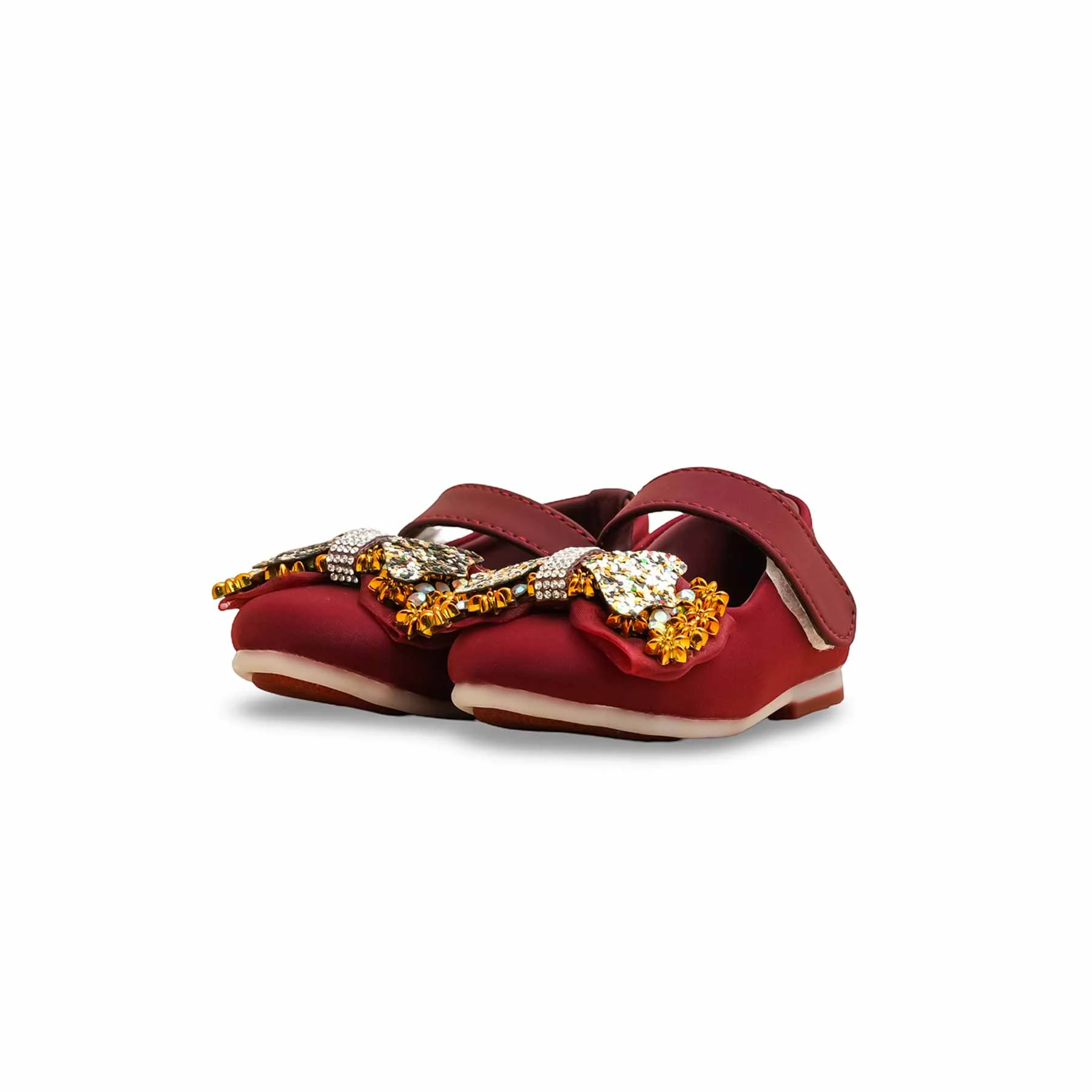 Girls Maroon Formal Pumps KD2493 - Image 3