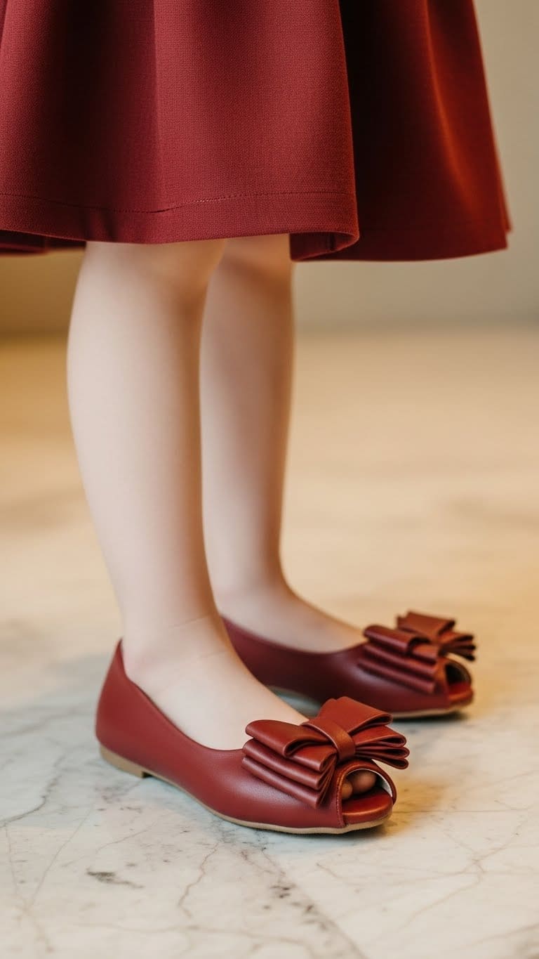Girls Maroon Formal Pumps KD2541