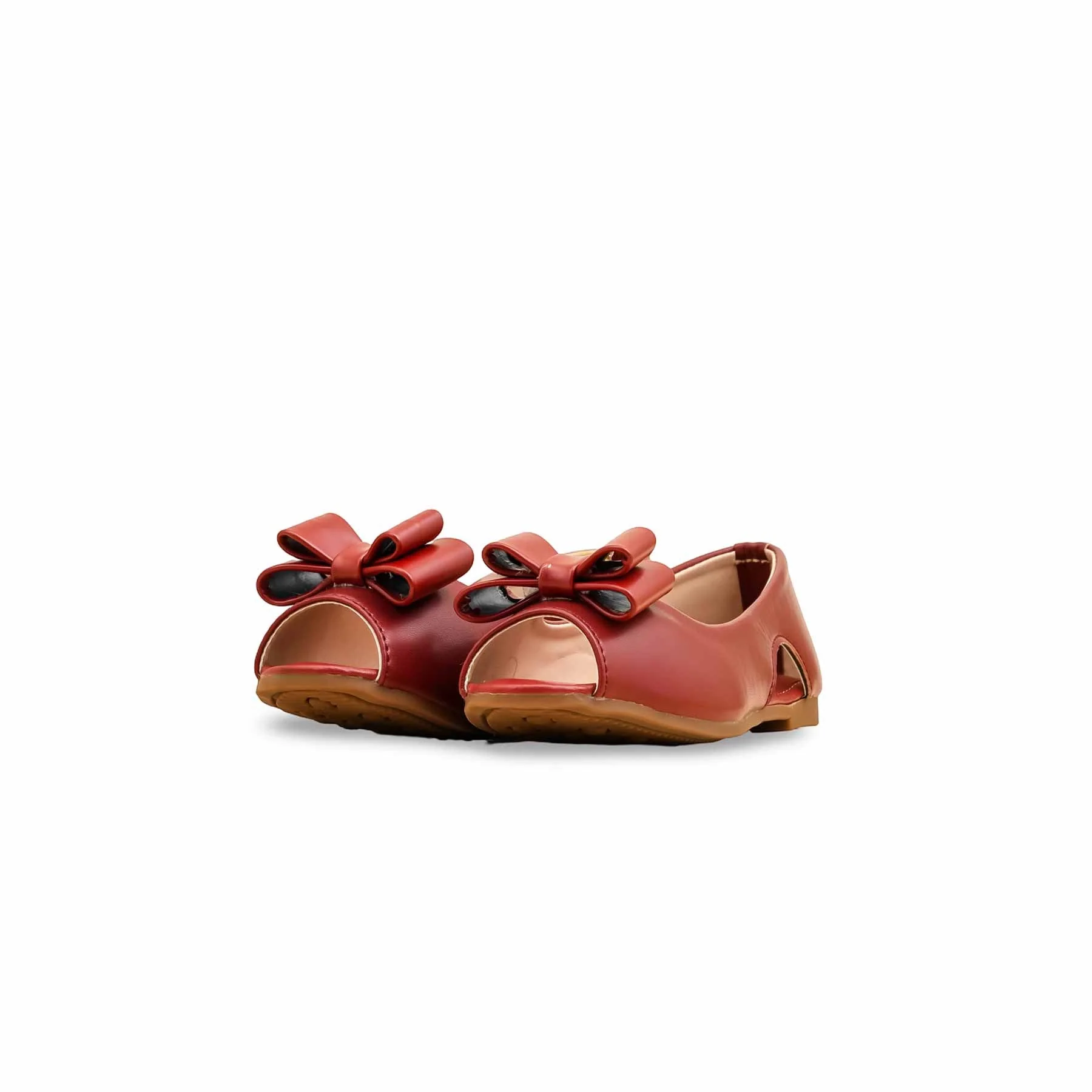 Girls Maroon Formal Pumps KD2541 - Image 3