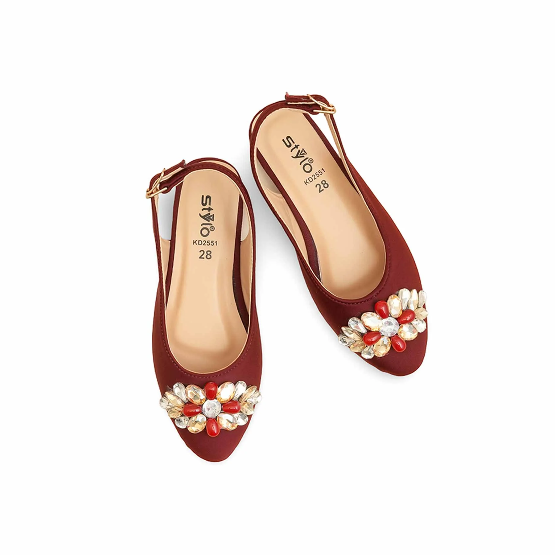 Girls Maroon Formal Pumps KD2551 - Image 5