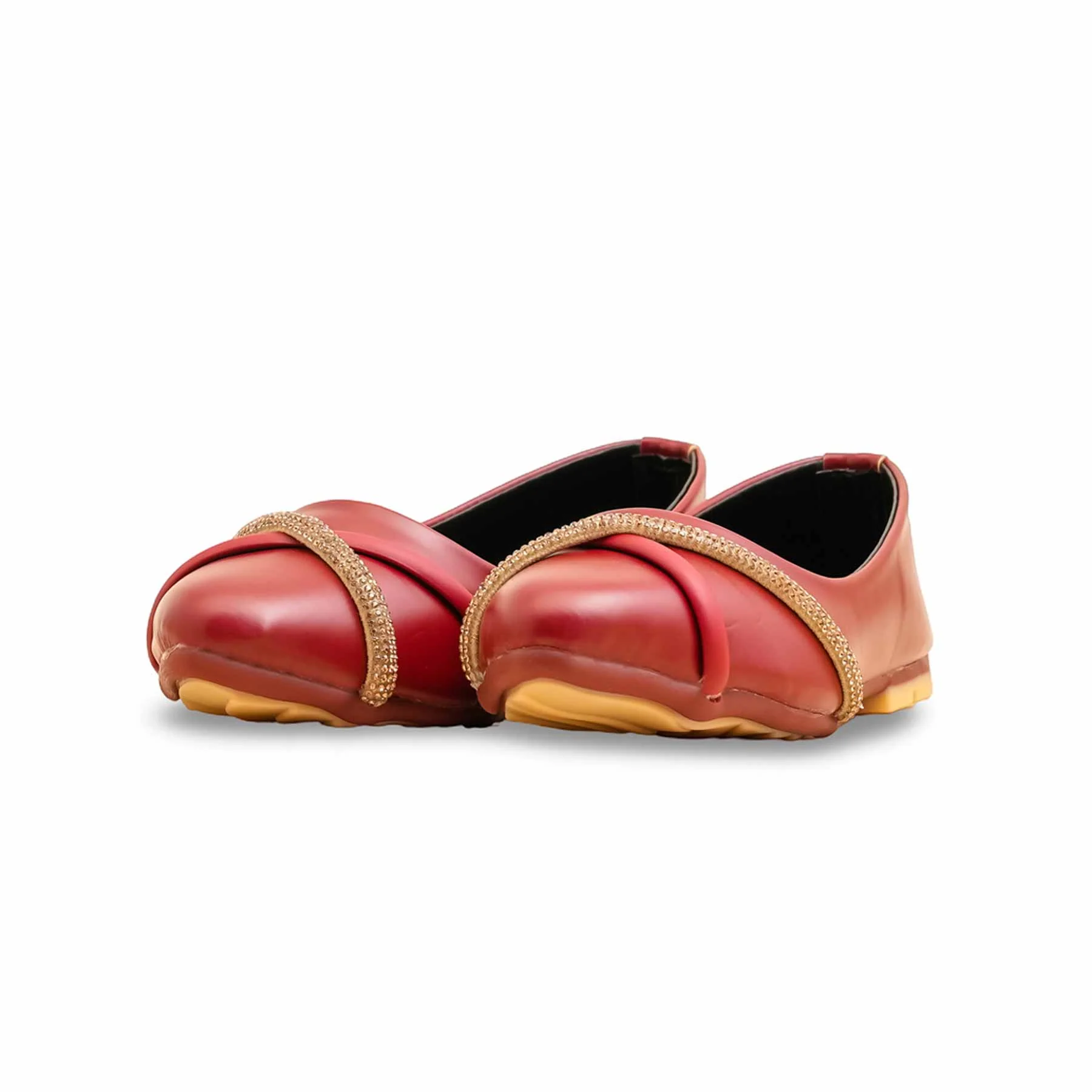 Girls Maroon Formal Pumps KD2572 - Image 3