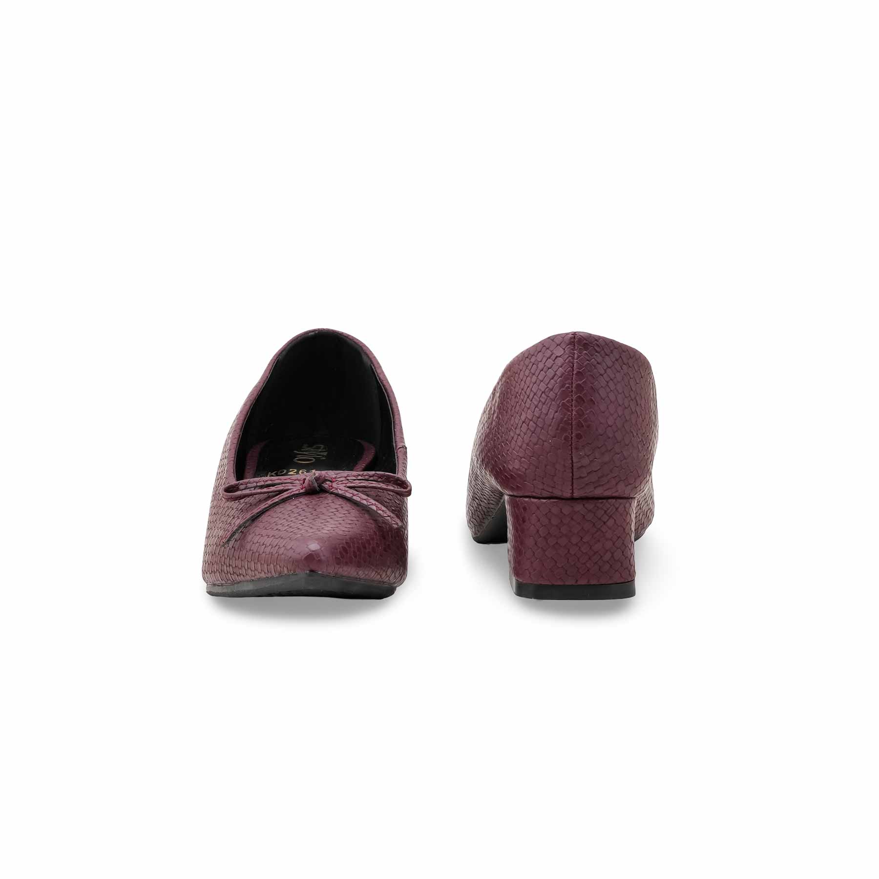 Girls Maroon Formal Pumps KD2611 - Image 4