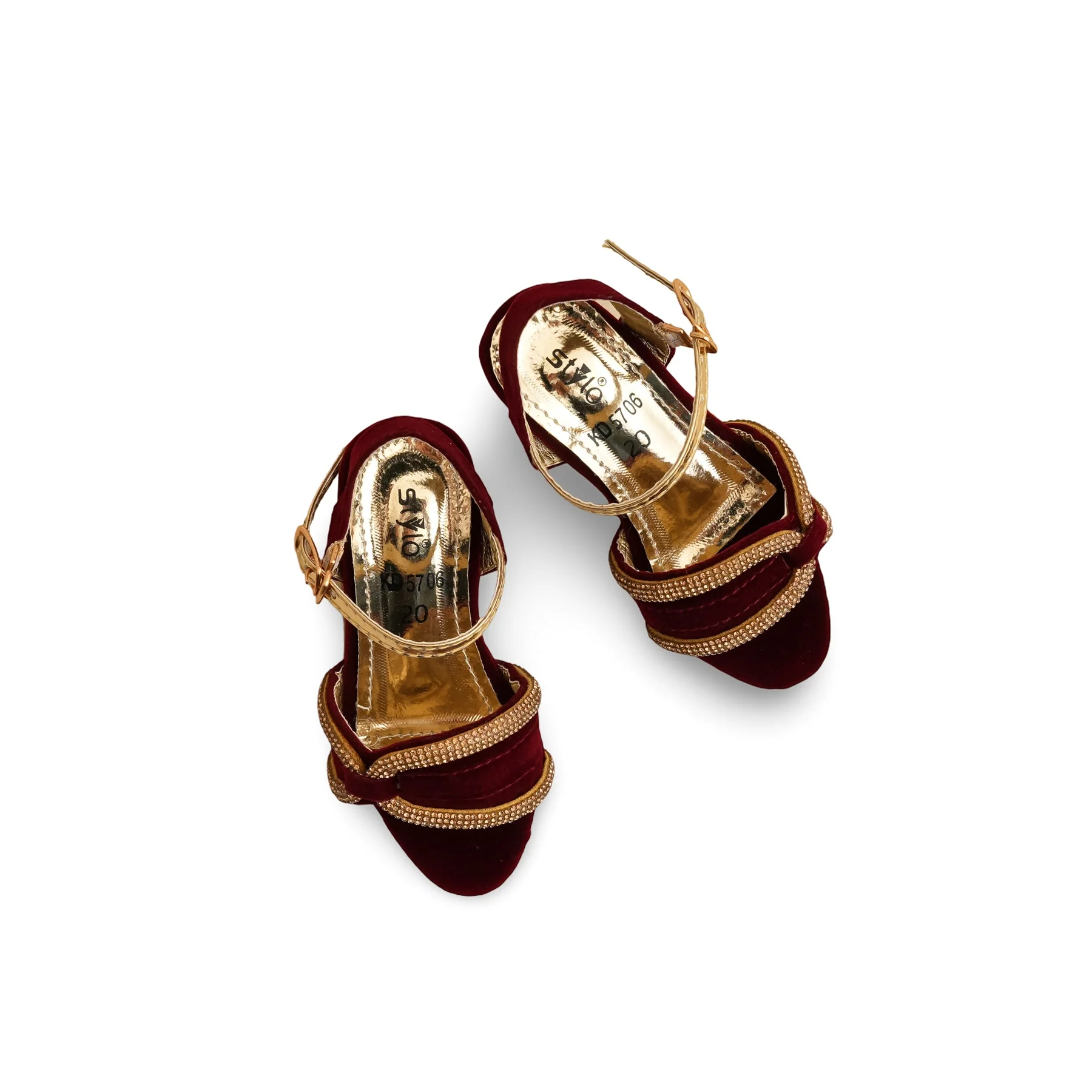 Girls Maroon Formal Sandal KD5706 - Image 5
