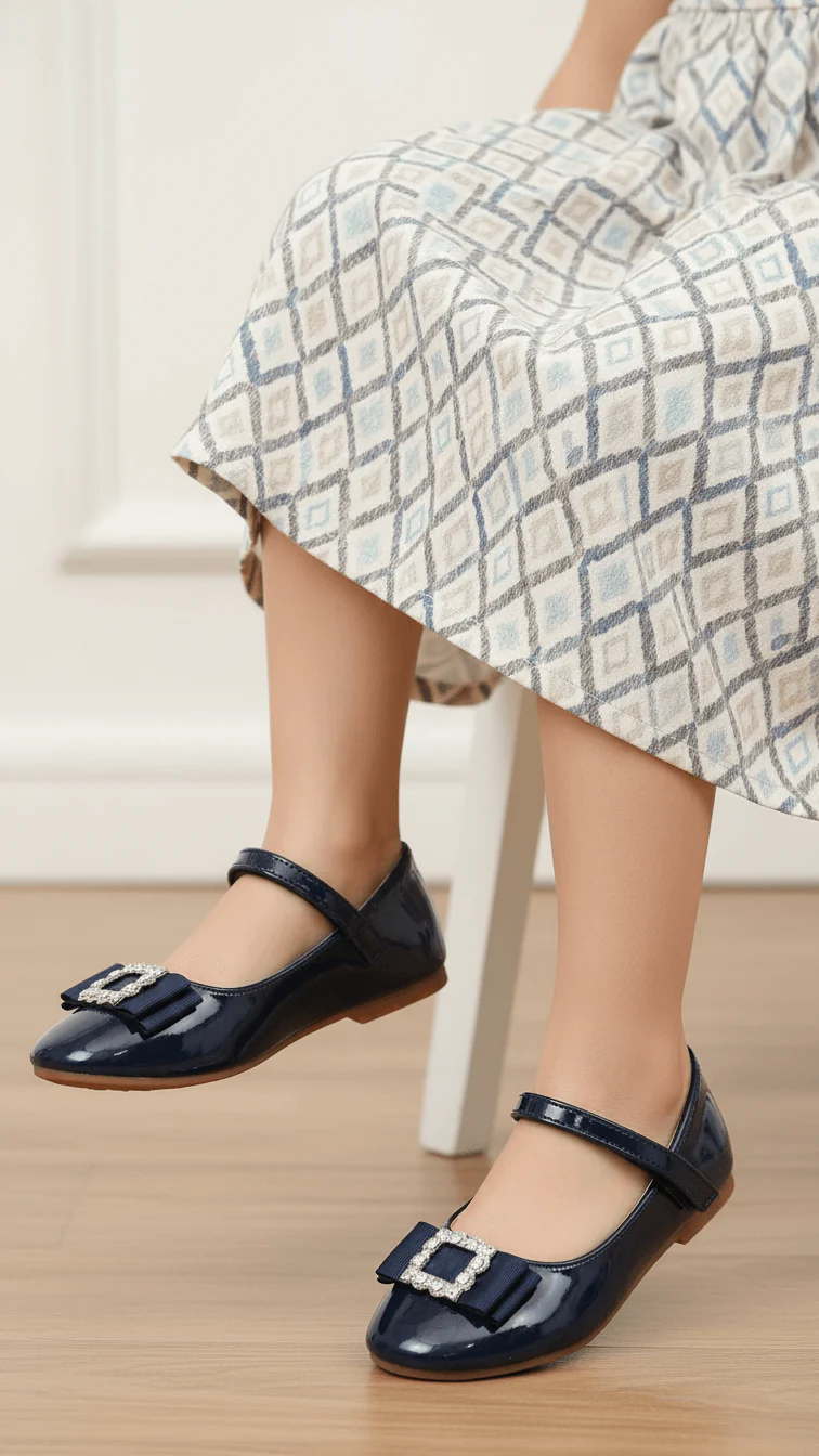 Girls Navy Casual Pumps KD2463