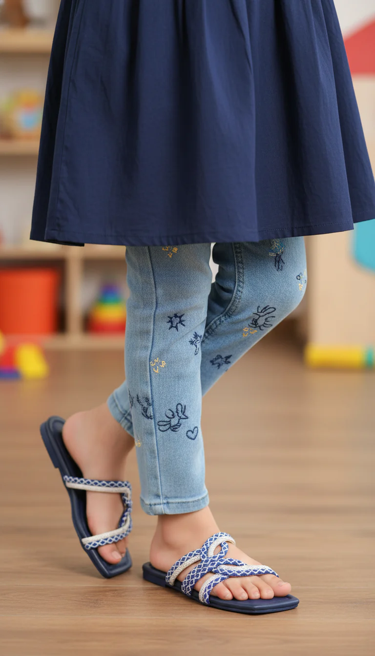 Girls Navy Fancy Slipper KD5957