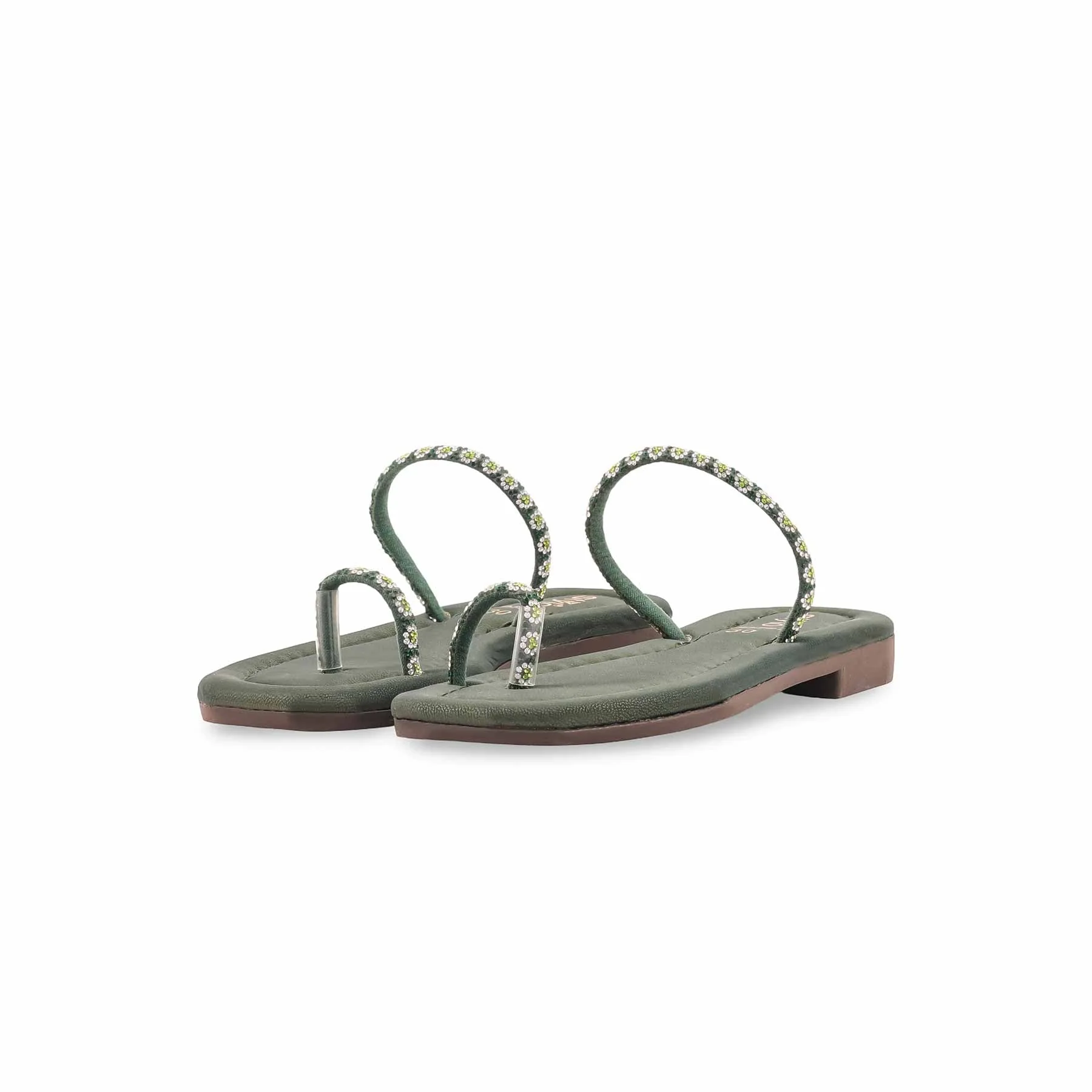 Girls Olive Fancy Slipper KD5927 - Image 3