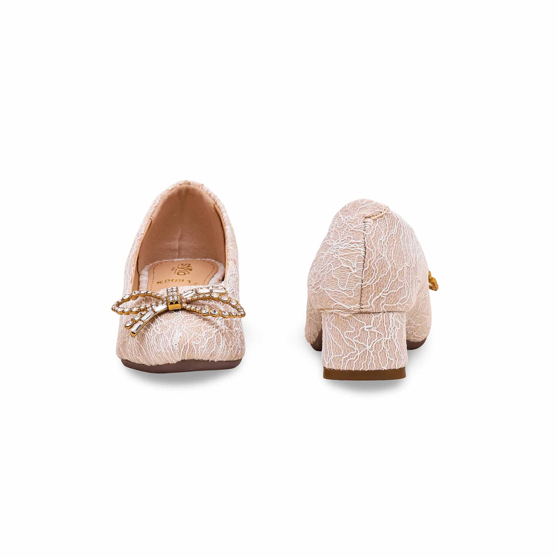 Girls Peach Fancy Pumps KD0917 - Image 4