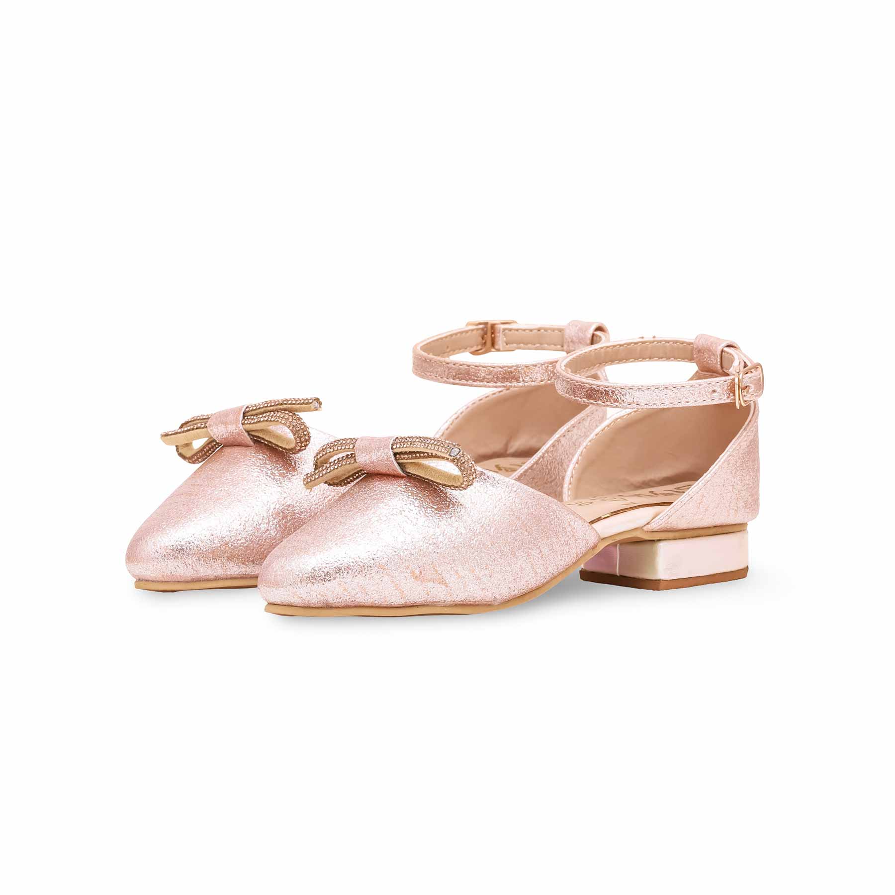 Girls Peach Fancy Pumps KD2277 - Image 2