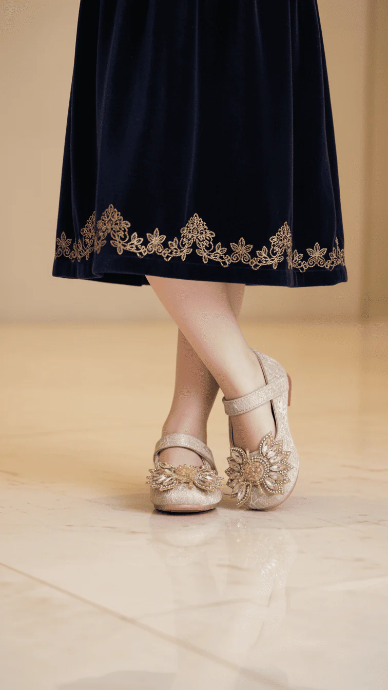 Girls Peach Fancy Pumps KD2557