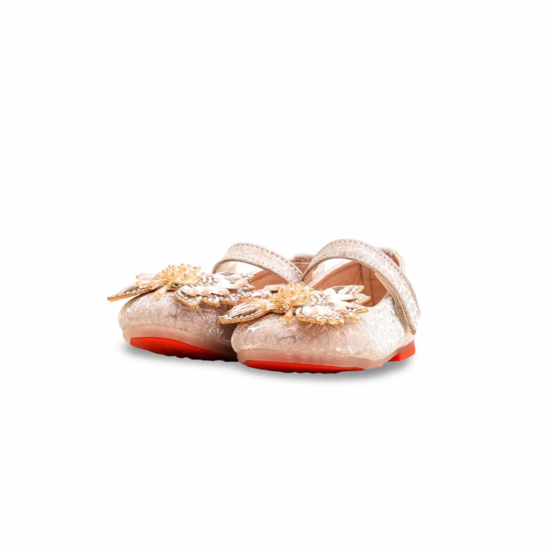 Girls Peach Fancy Pumps KD2557 - Image 3