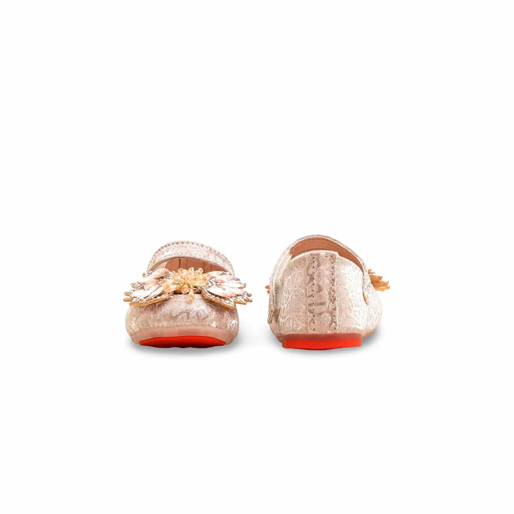 Girls Peach Fancy Pumps KD2557 - Image 4