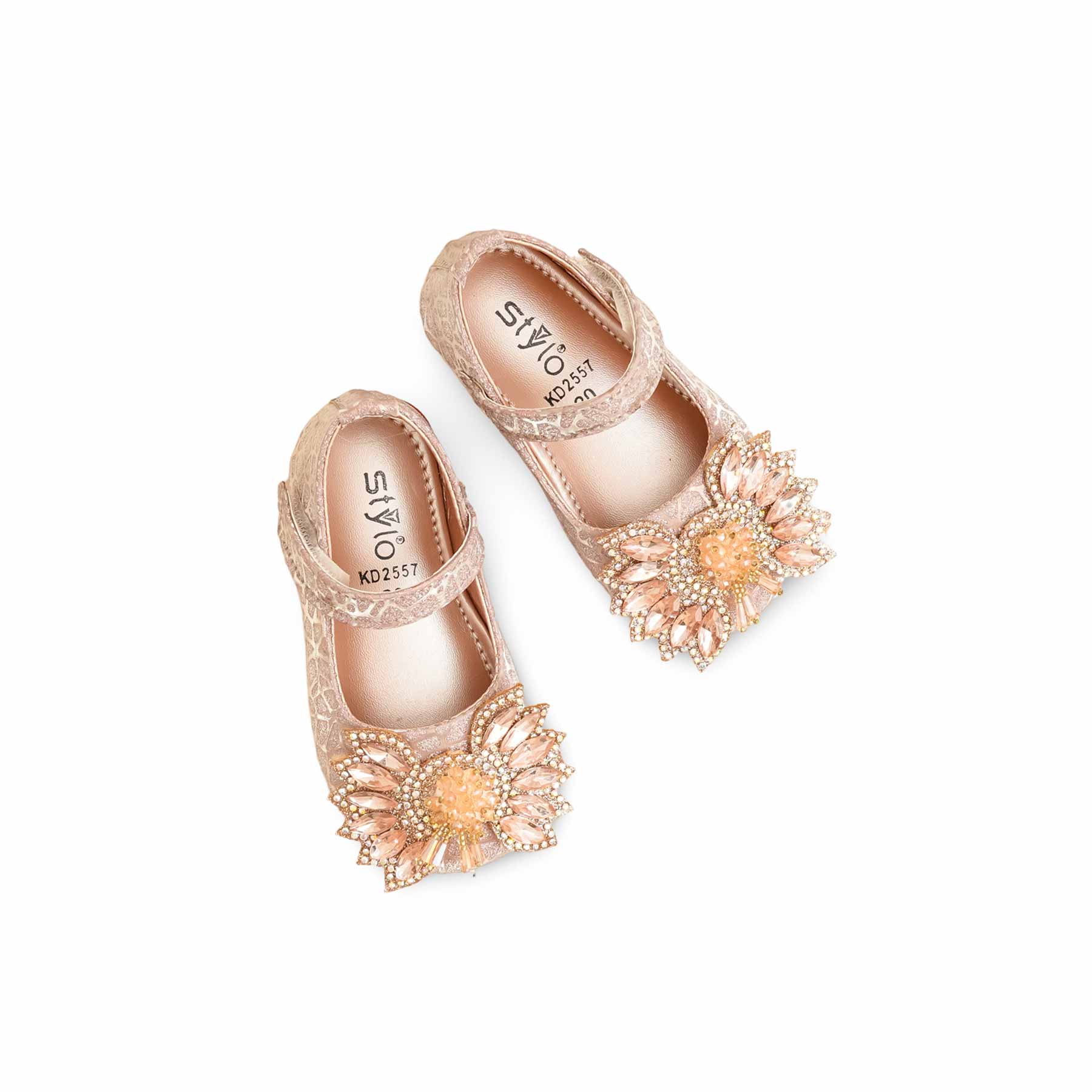 Girls Peach Fancy Pumps KD2557 - Image 5