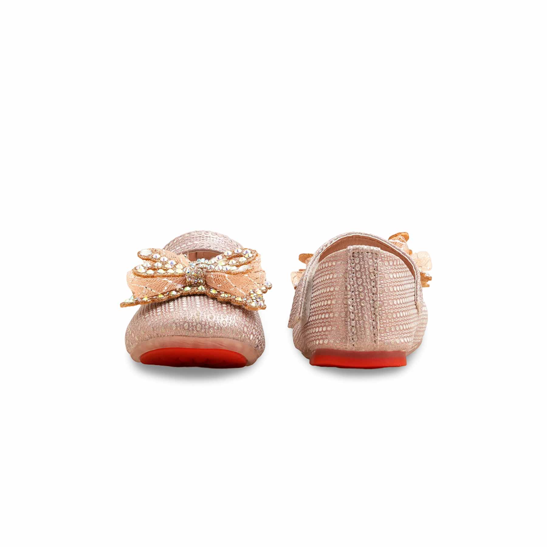 Girls Peach Fancy Pumps KD2559 - Image 4