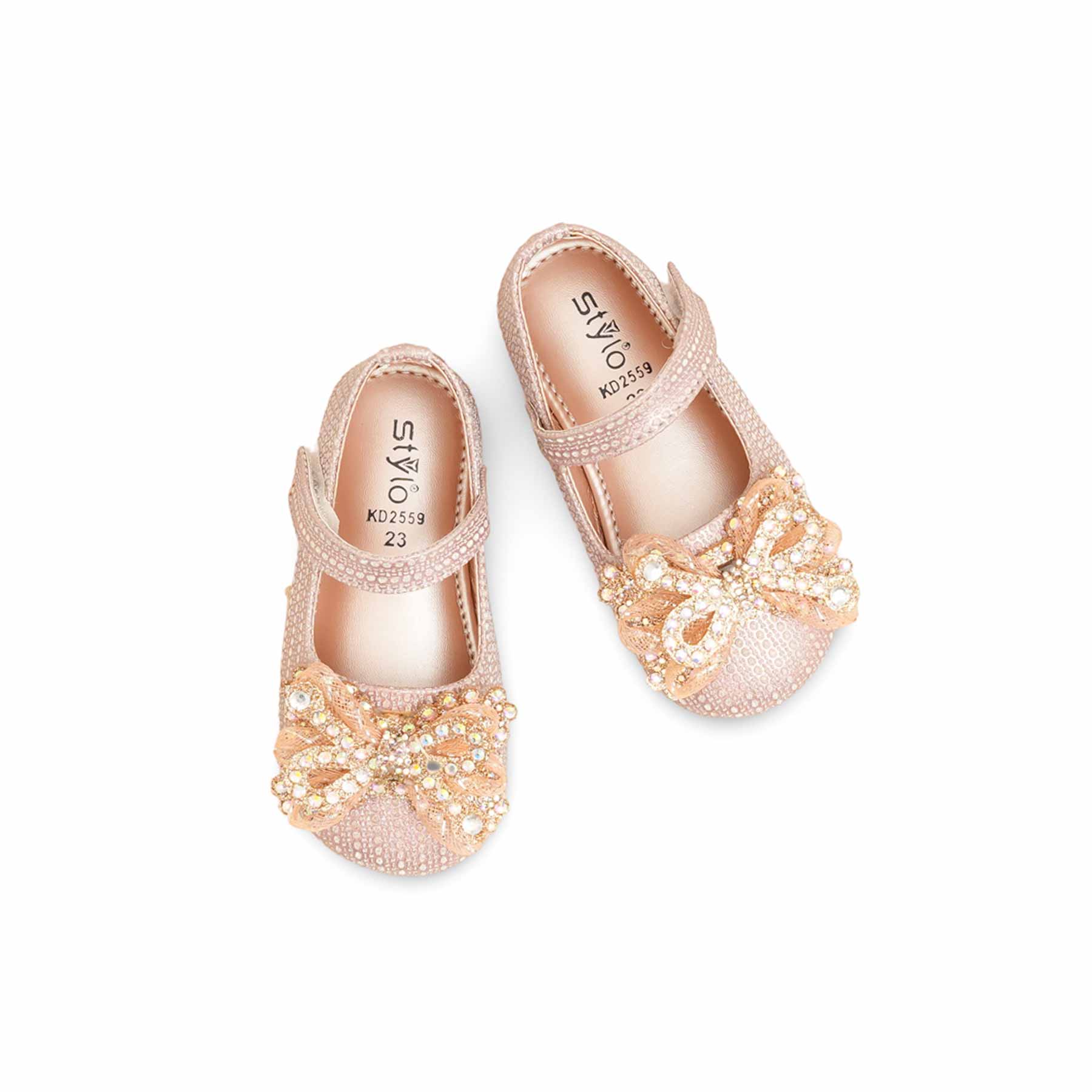 Girls Peach Fancy Pumps KD2559 - Image 5