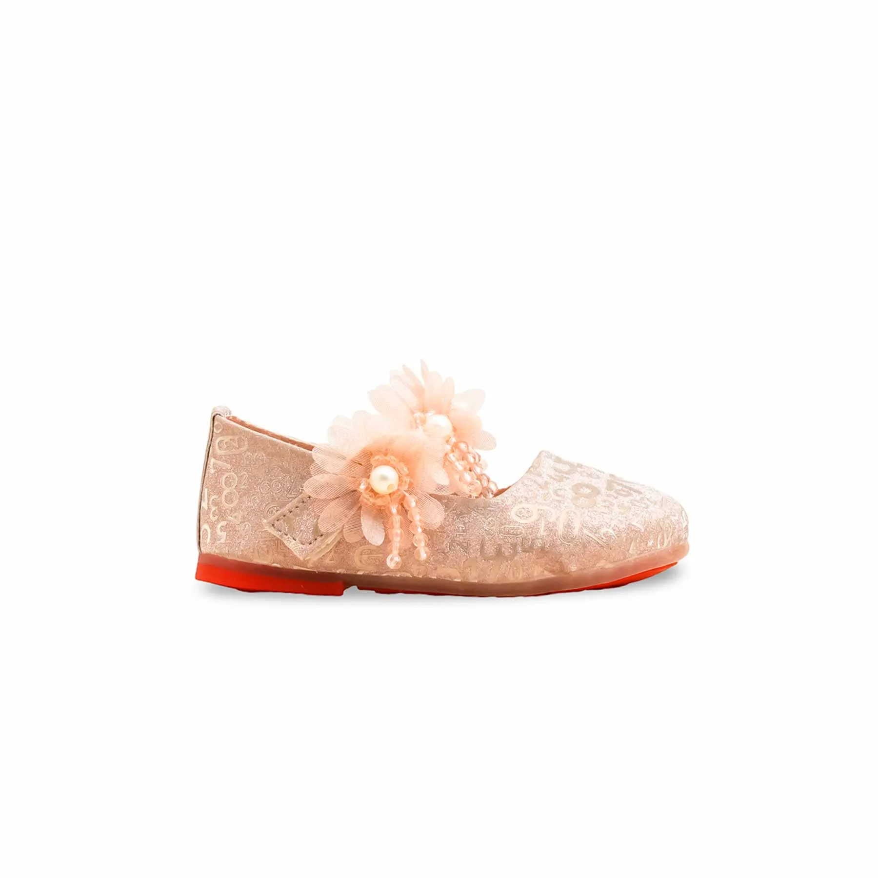 Girls Peach Fancy Pumps KD2560 - Image 2