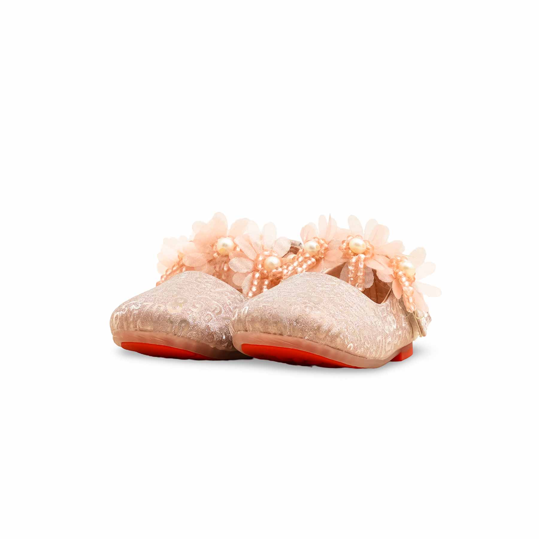 Girls Peach Fancy Pumps KD2560 - Image 3