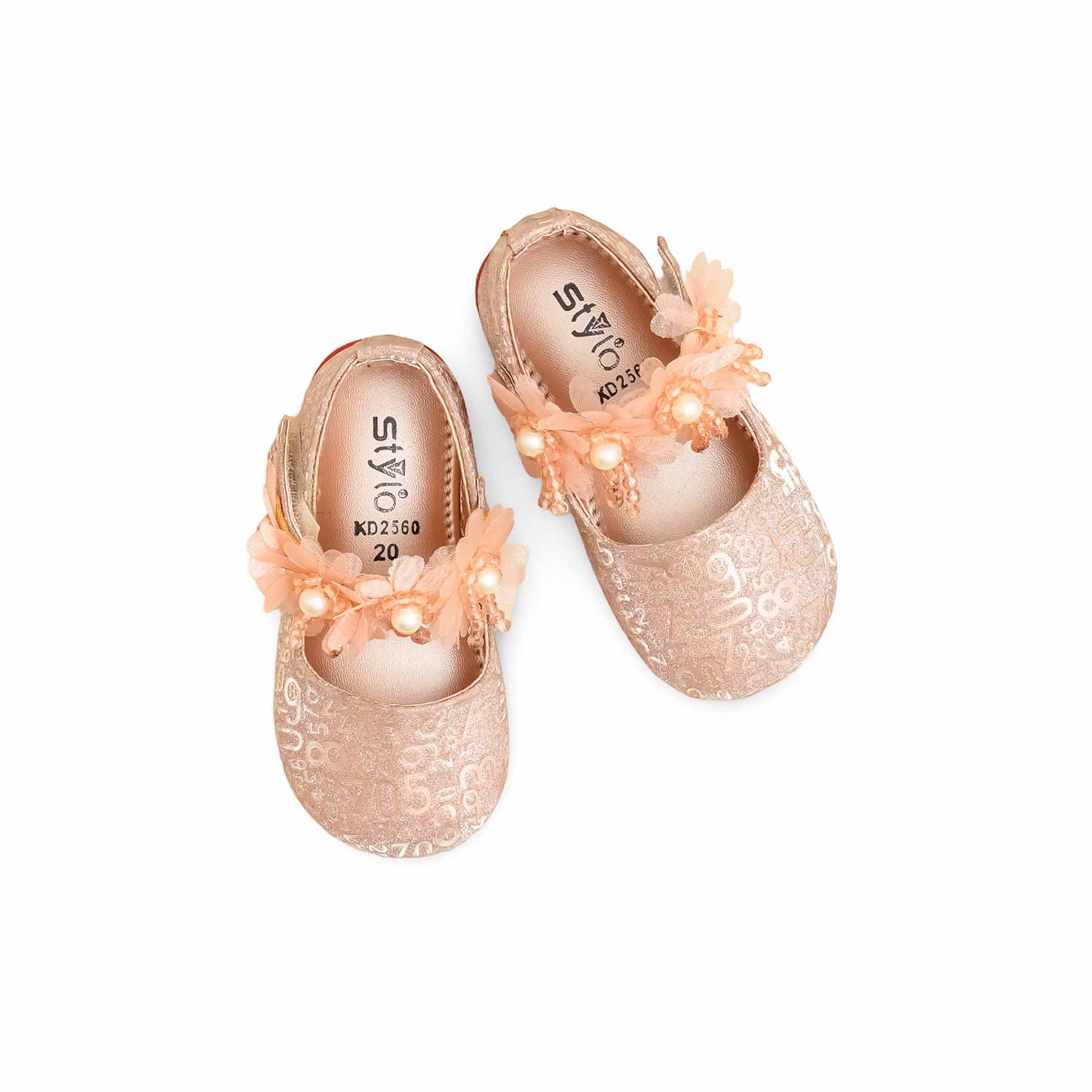 Girls Peach Fancy Pumps KD2560 - Image 5