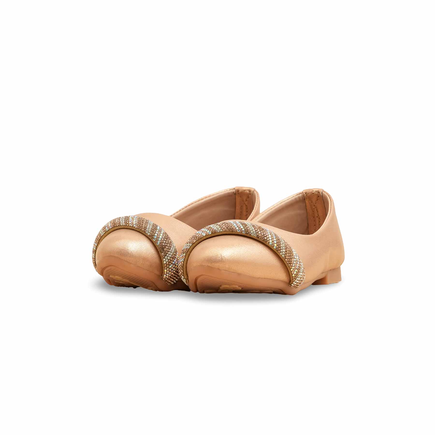 Girls Peach Fancy Pumps KD2562 - Image 3