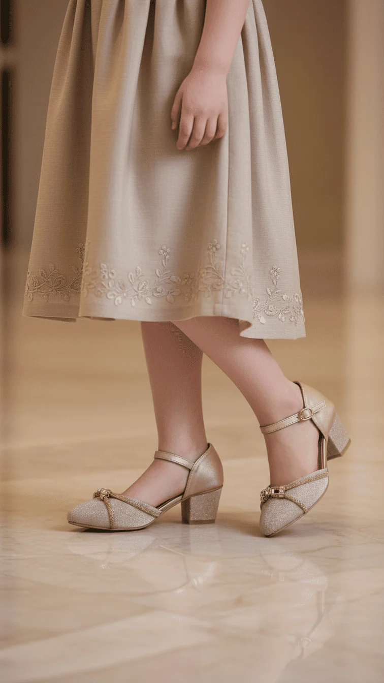 Girls Peach Fancy Pumps KD2563