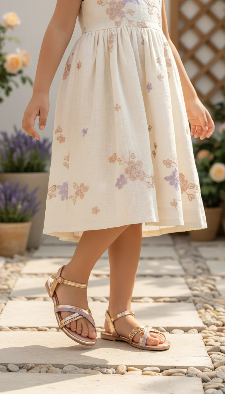 Girls Peach Fancy Sandal KD5876