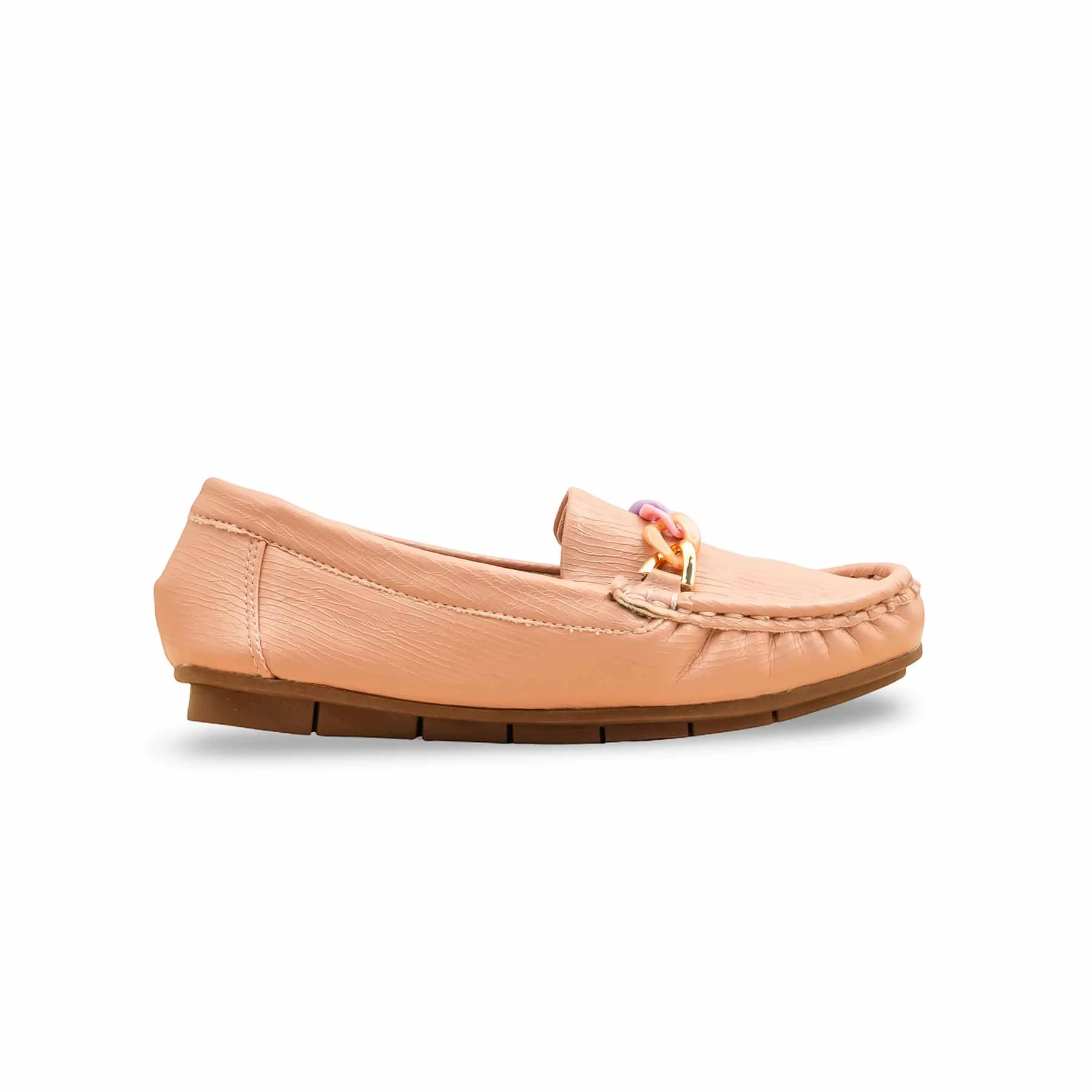 Girls Peach Formal Moccasin KD2601 - Image 2