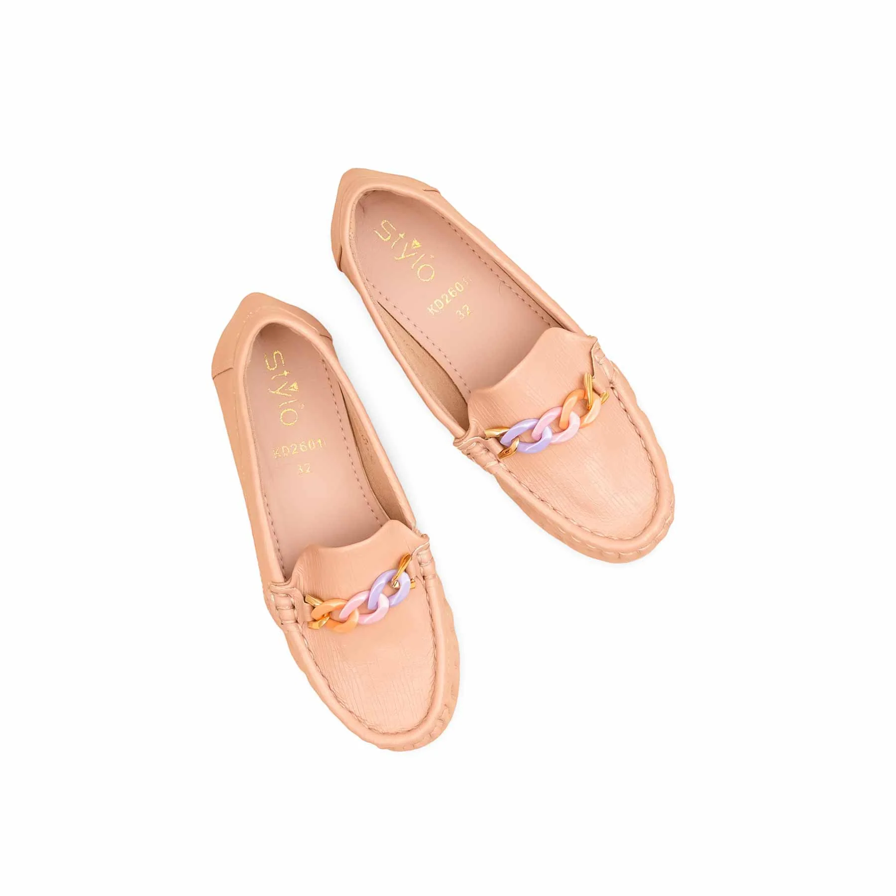 Girls Peach Formal Moccasin KD2601 - Image 5