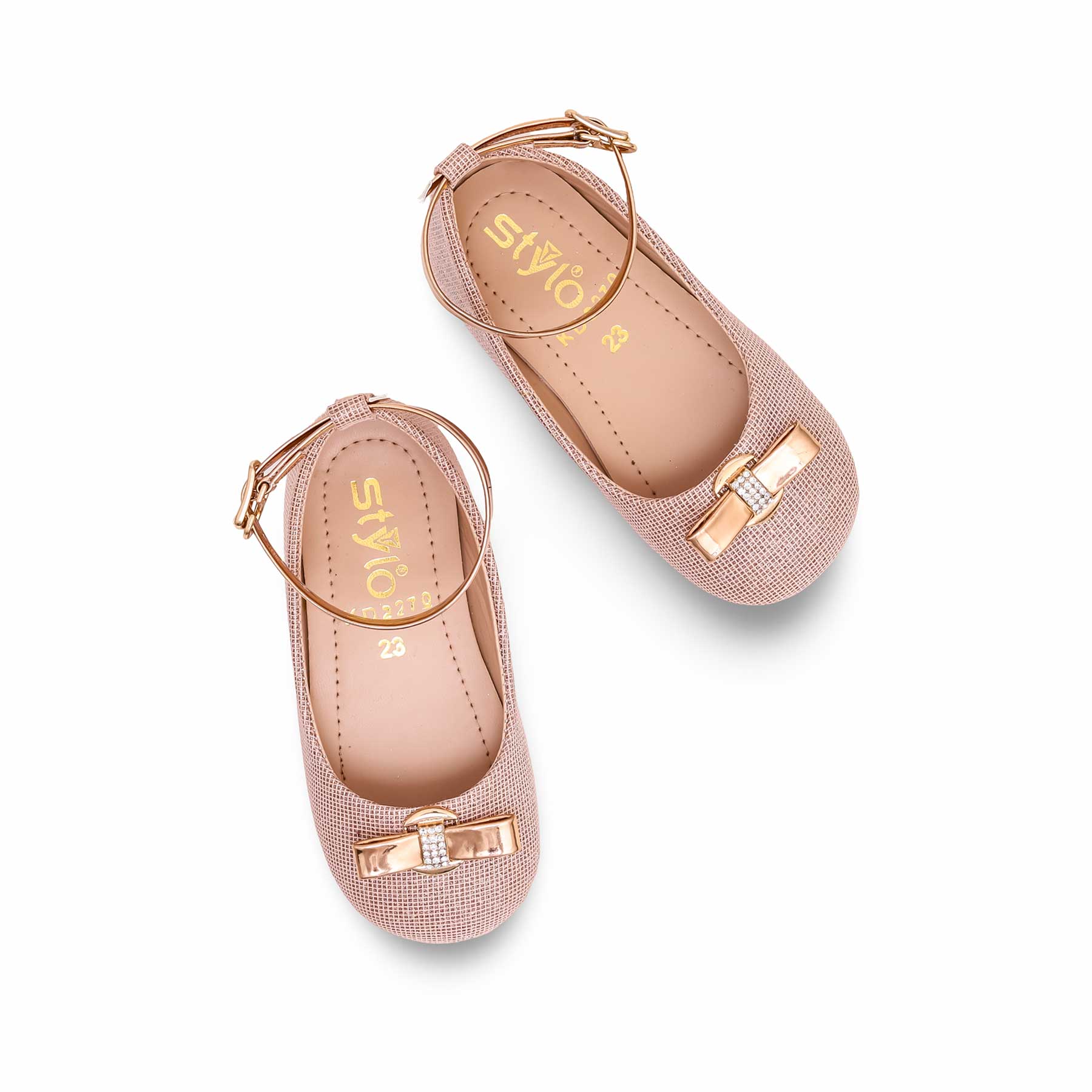 Girls Peach Formal Pumps KD2270 - Image 5