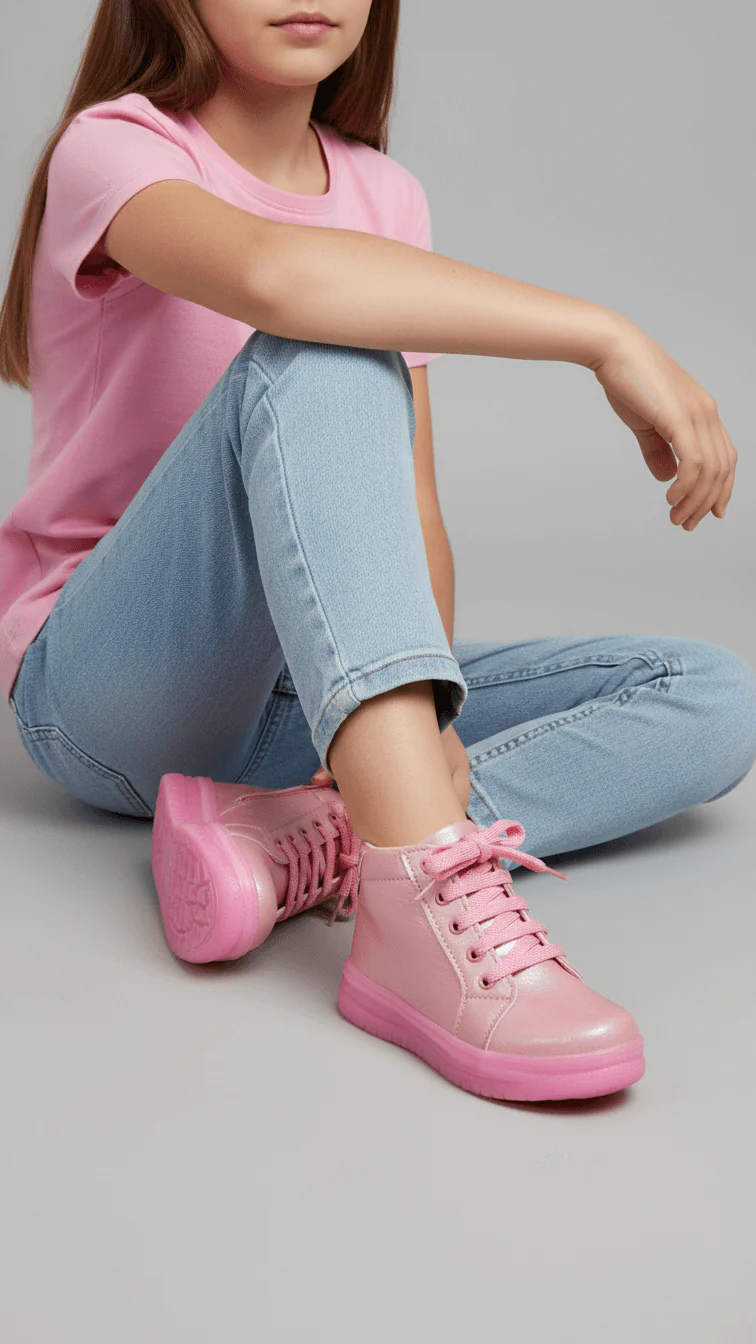 Girls Pink Formal Long Shoes KD8076