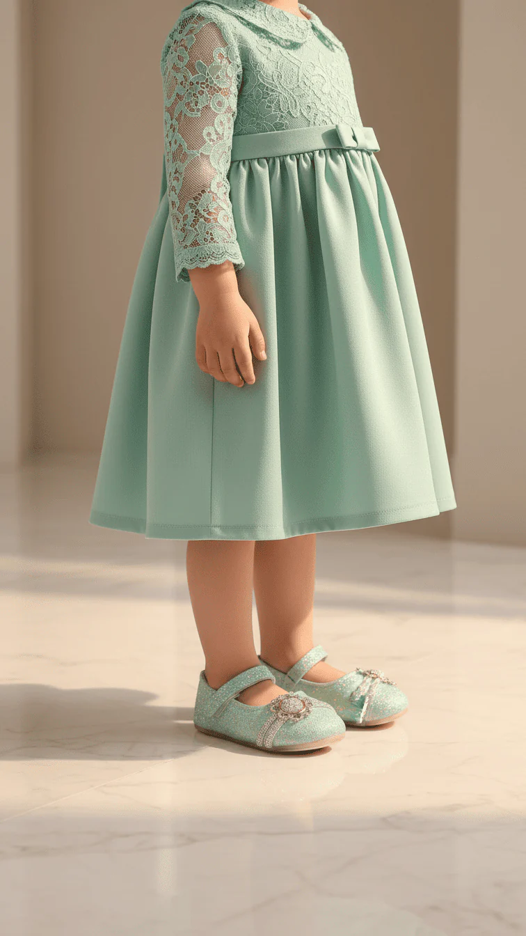 Girls Seagreen Fancy Pumps KD2532