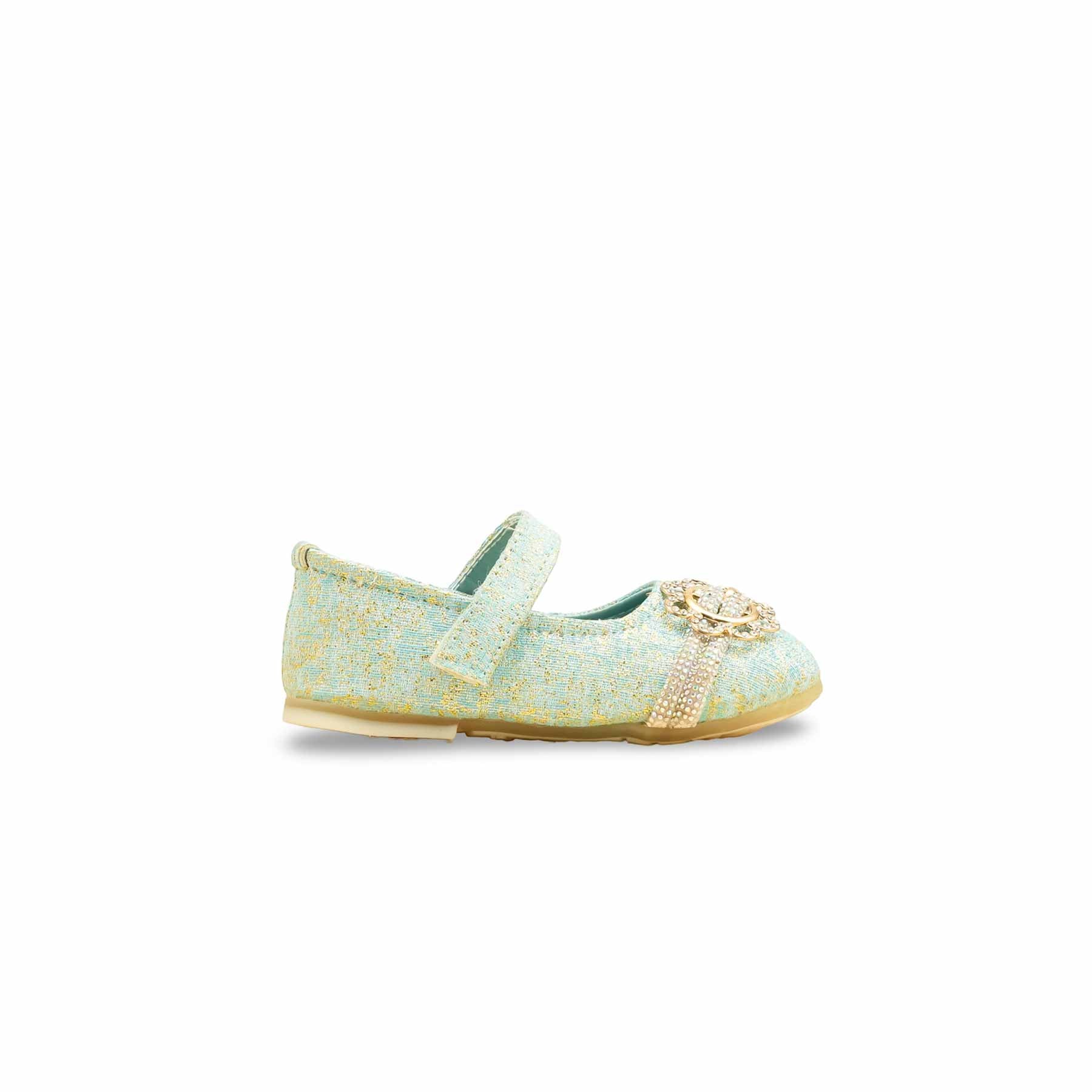 Girls Seagreen Fancy Pumps KD2532 - Image 2