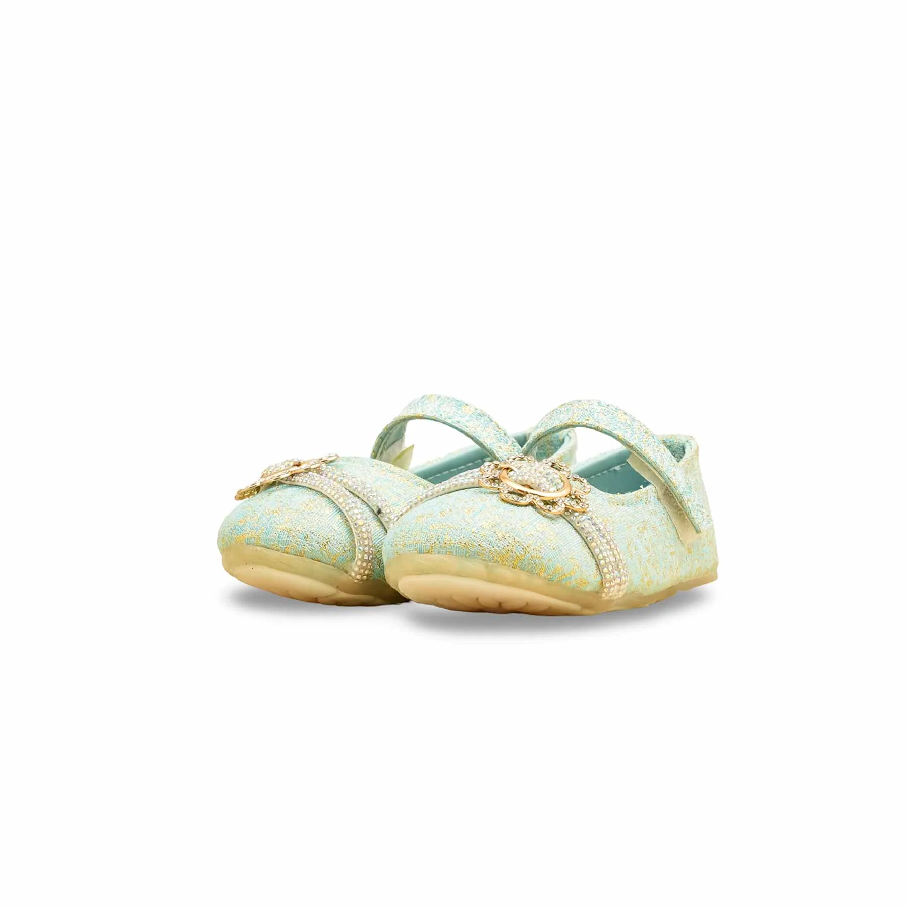 Girls Seagreen Fancy Pumps KD2532 - Image 3