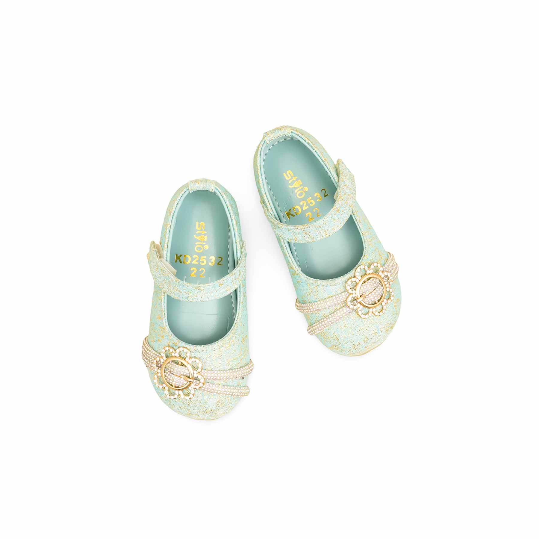 Girls Seagreen Fancy Pumps KD2532 - Image 5