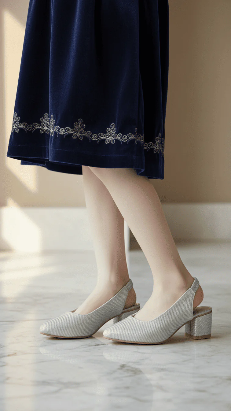 Girls Silver Fancy Court Shoes KD2492
