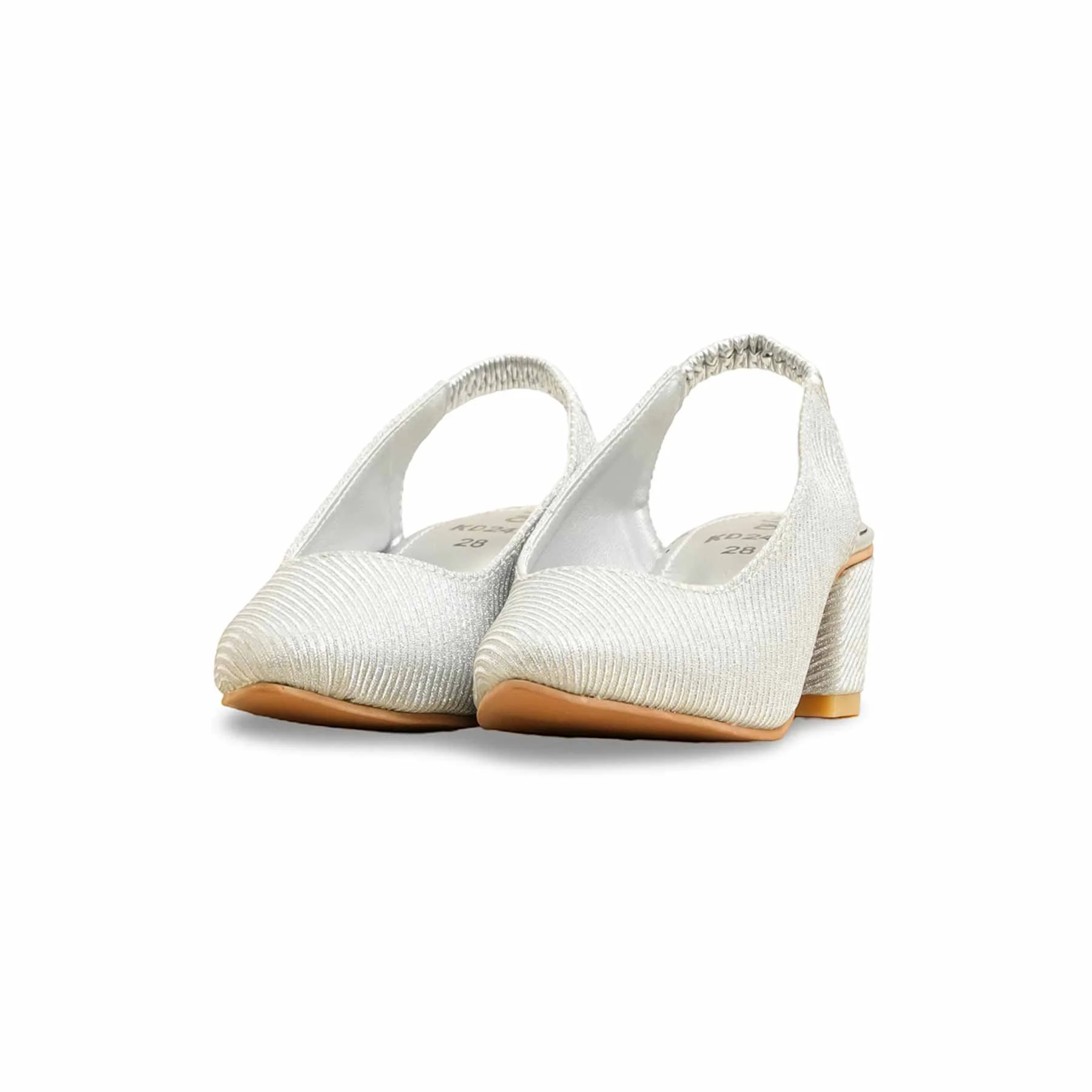Girls Silver Fancy Court Shoes KD2492 - Image 3