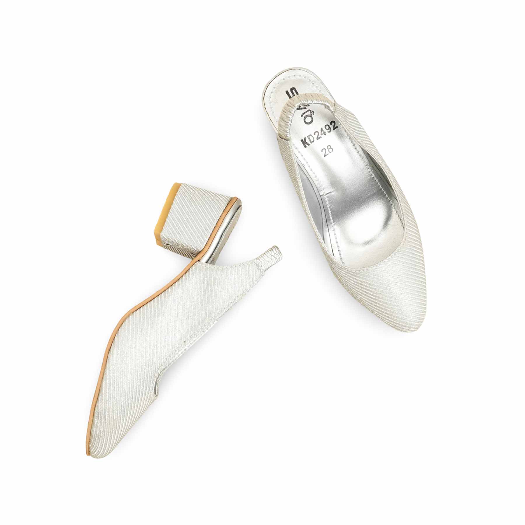 Girls Silver Fancy Court Shoes KD2492 - Image 5