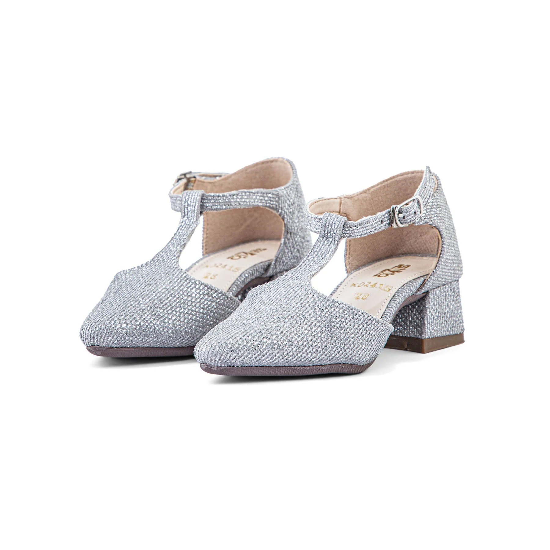 Girls Silver Fancy Pumps KD2415 - Image 2