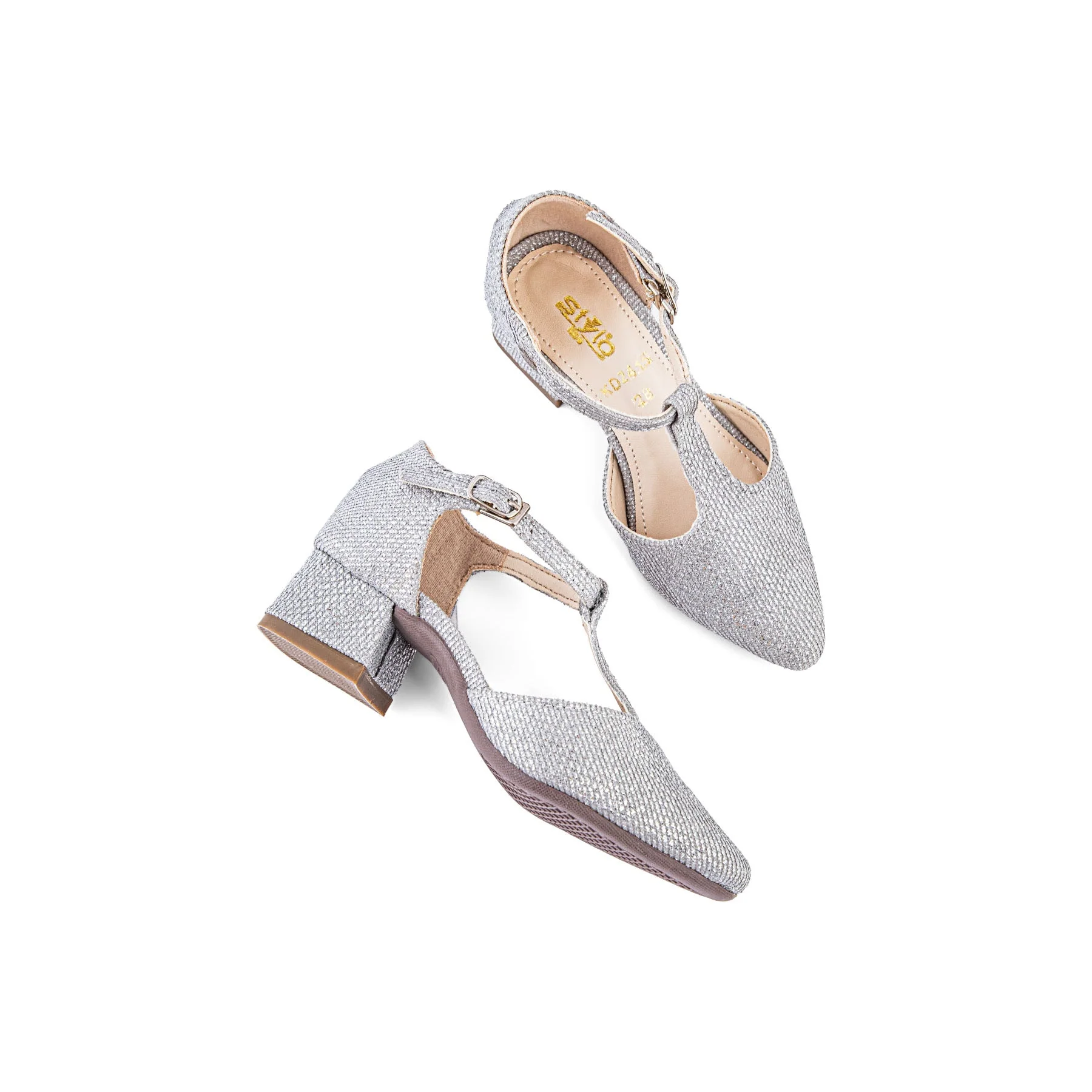 Girls Silver Fancy Pumps KD2415 - Image 4