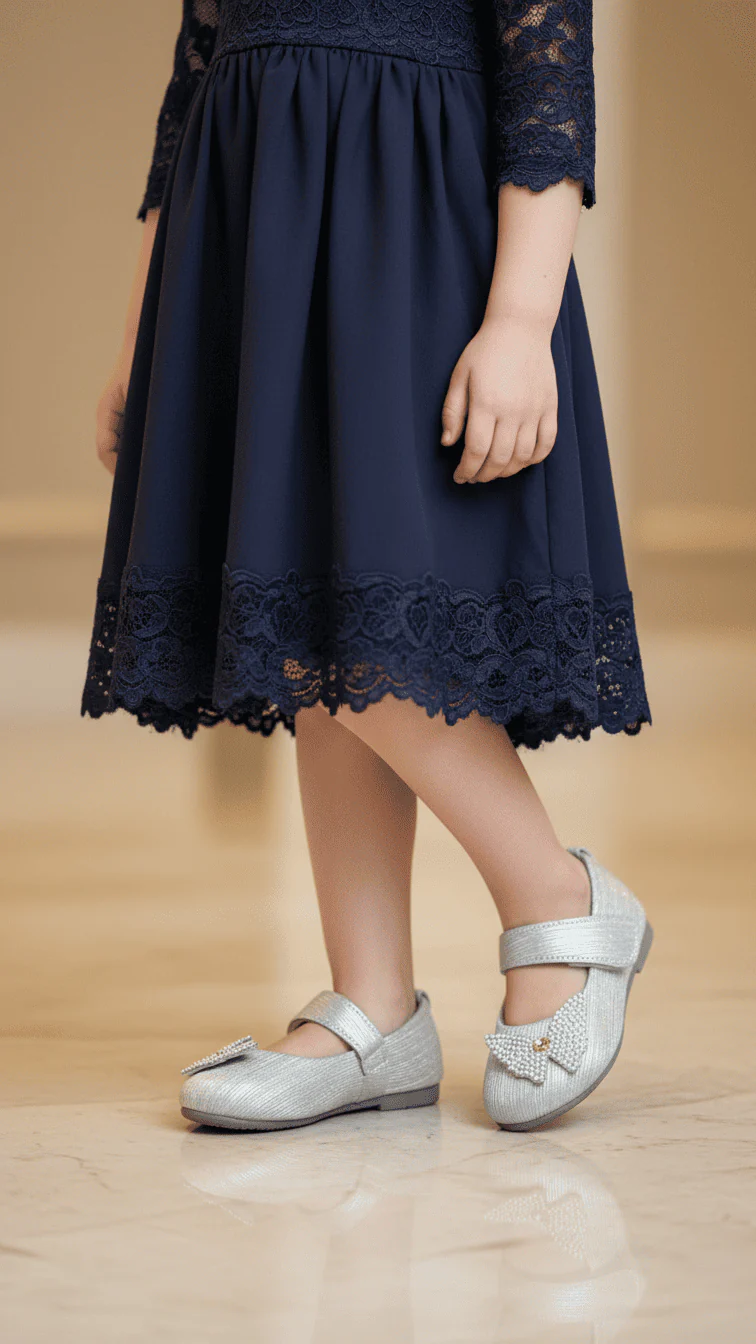 Girls Silver Fancy Pumps KD2470