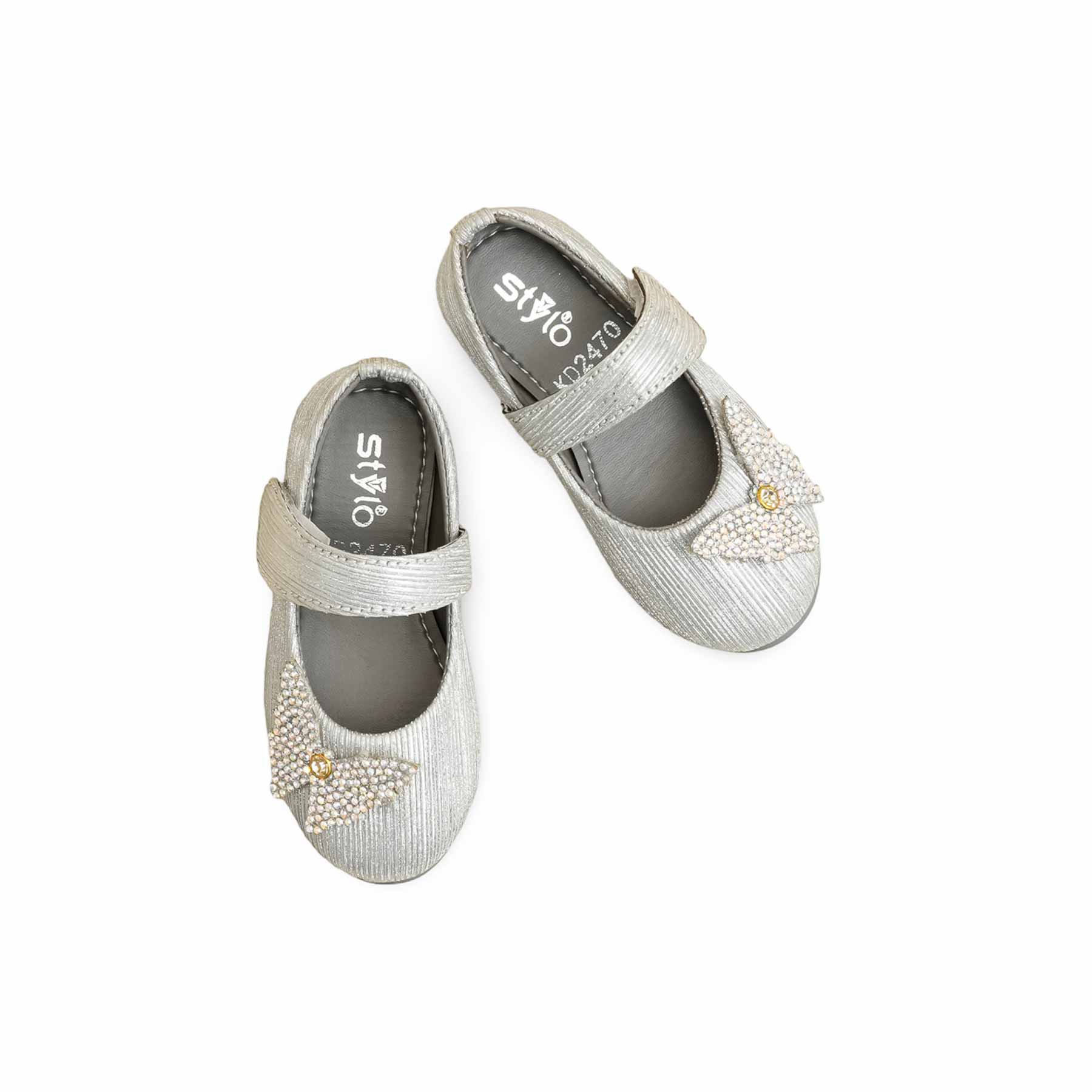 Girls Silver Fancy Pumps KD2470 - Image 5