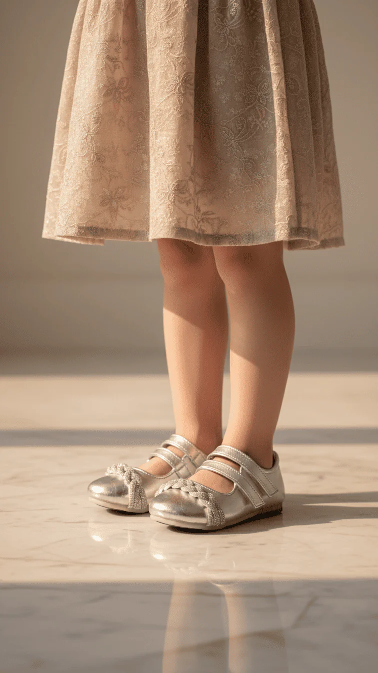 Girls Silver Fancy Pumps KD2494