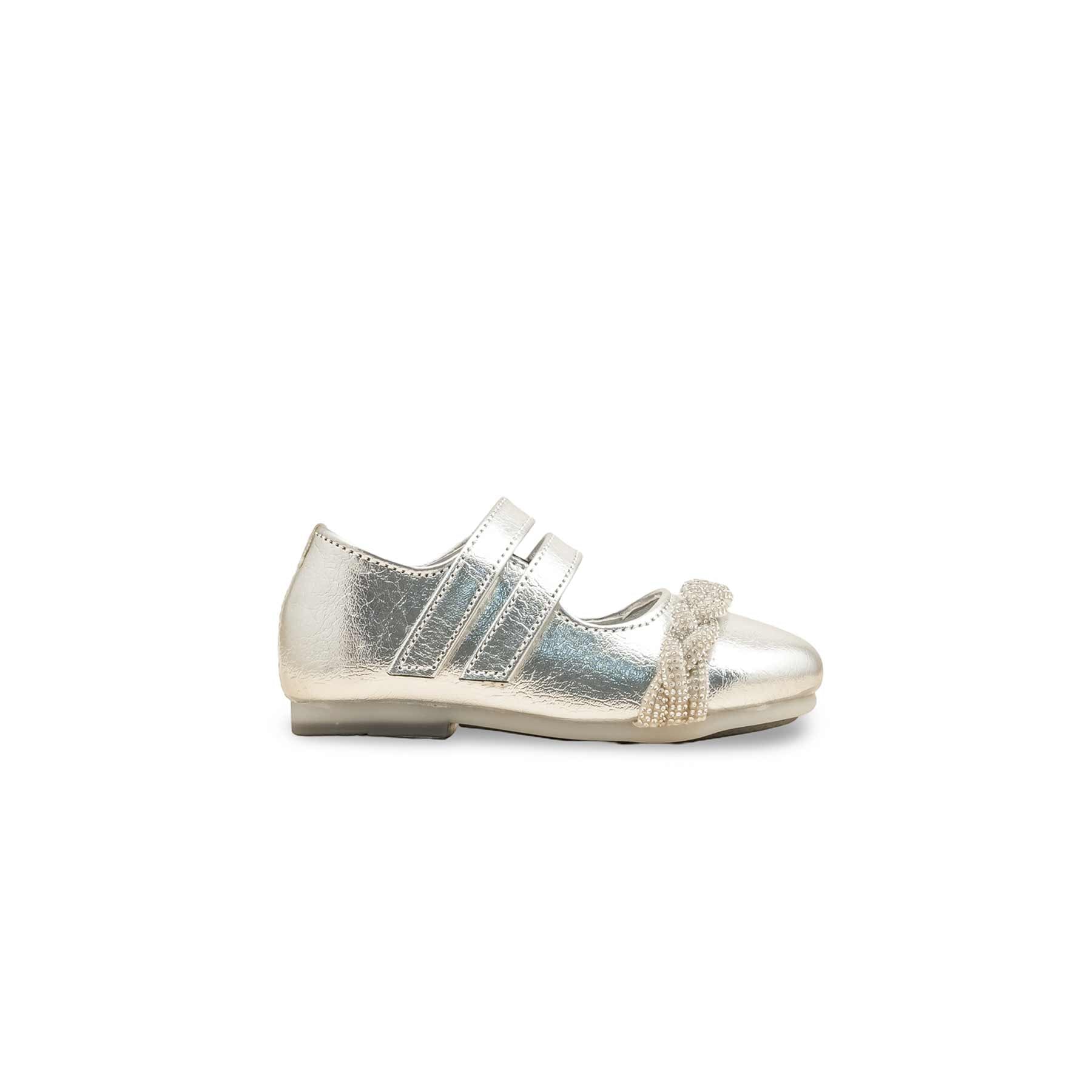 Girls Silver Fancy Pumps KD2494 - Image 2