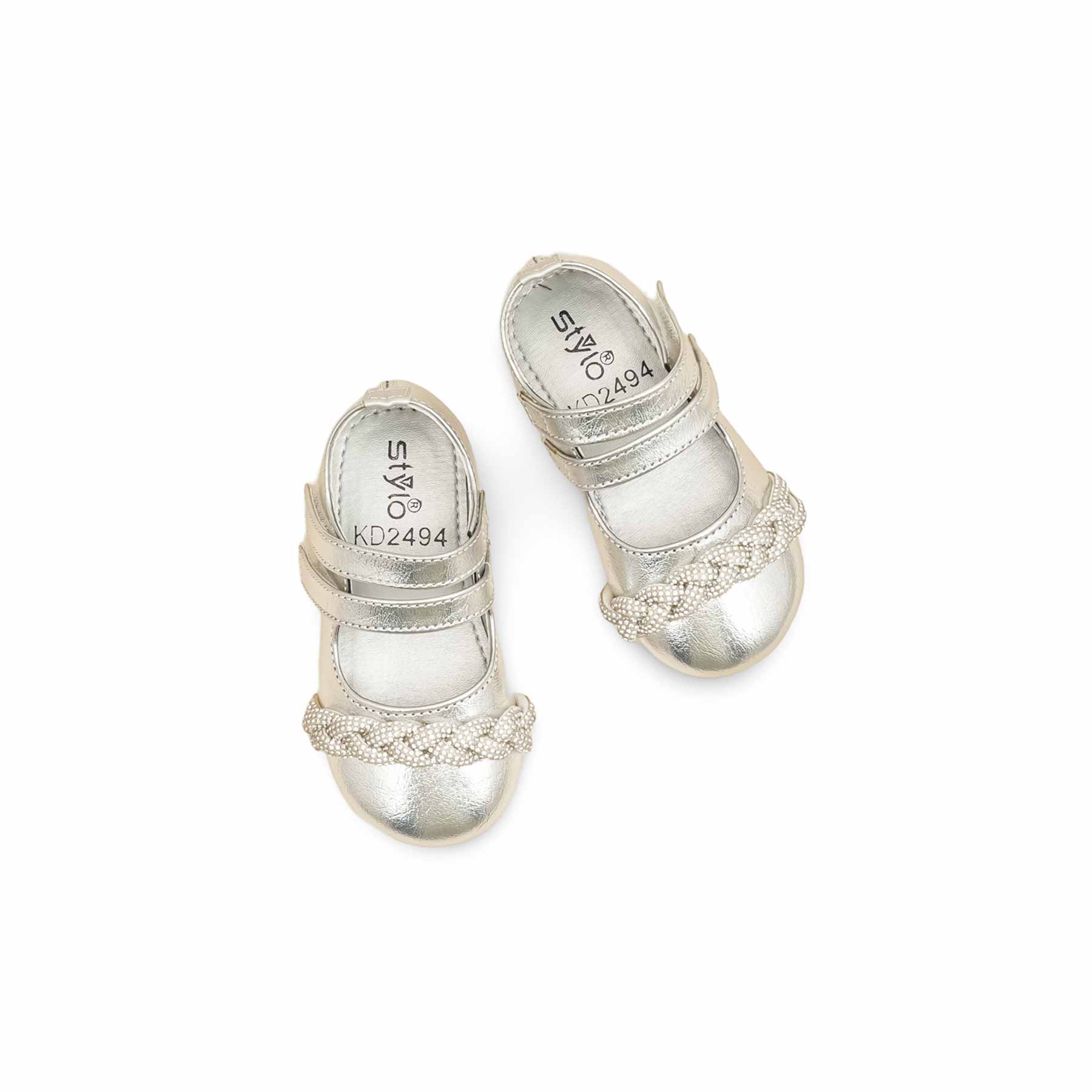Girls Silver Fancy Pumps KD2494 - Image 5