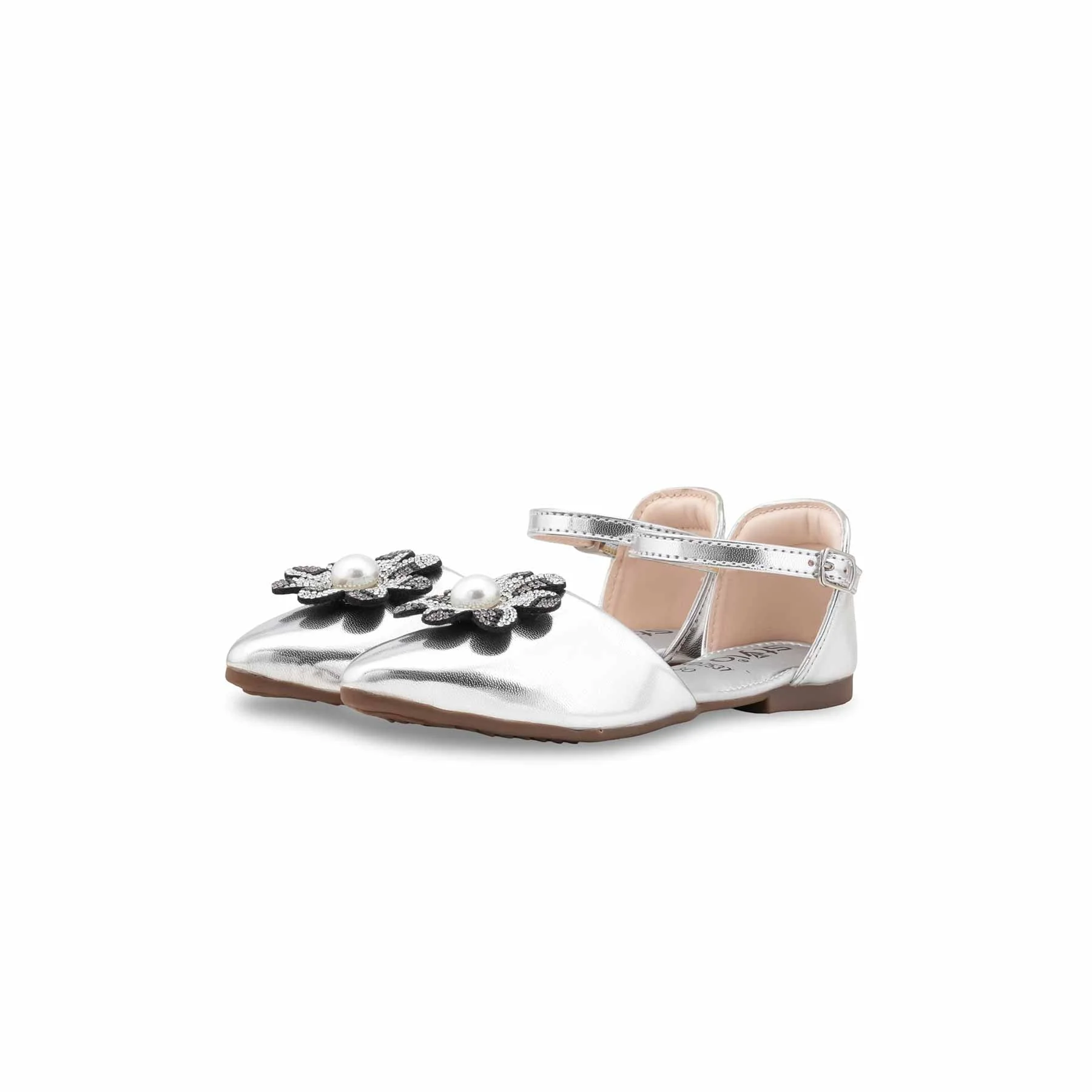 Girls Silver Fancy Pumps KD2537 - Image 3