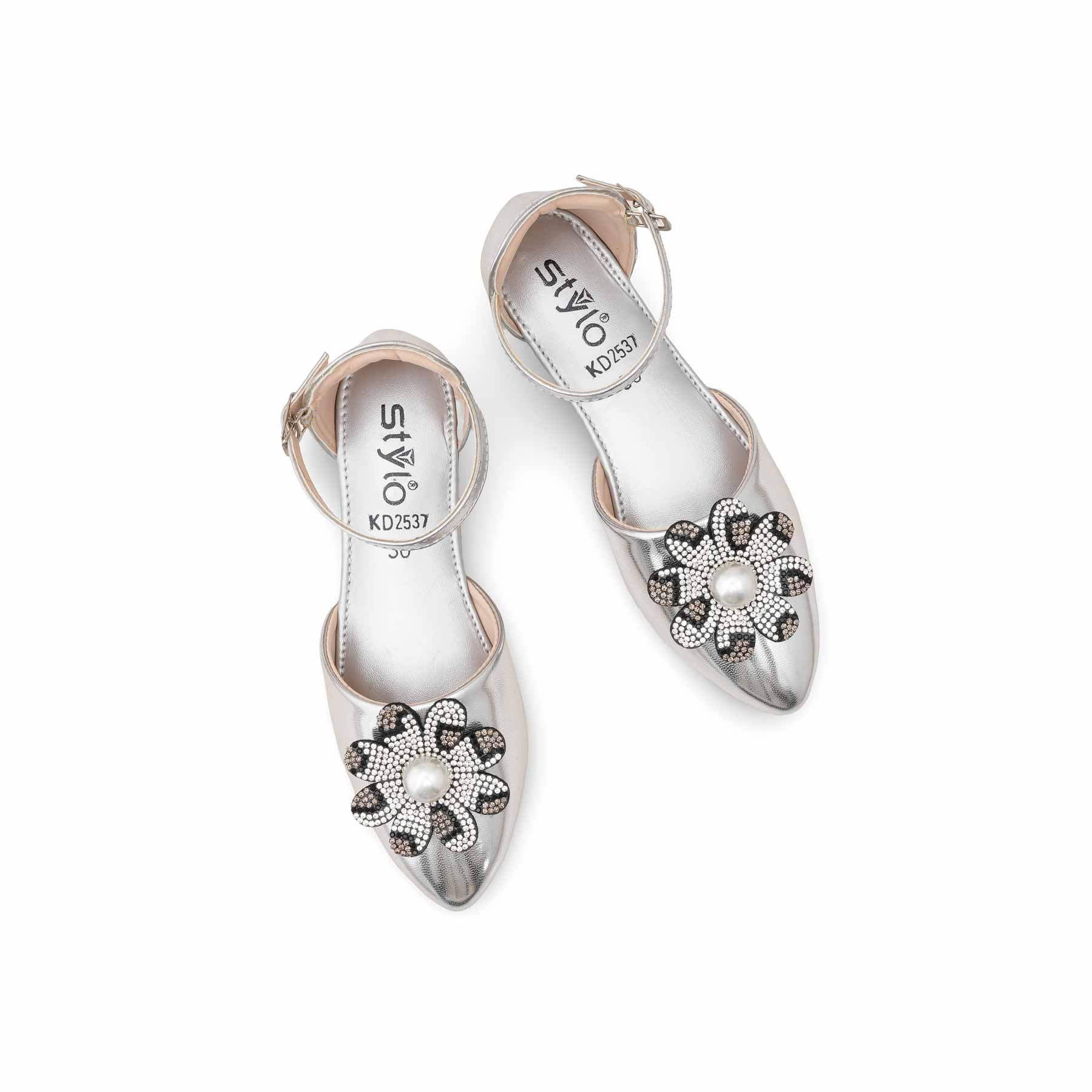 Girls Silver Fancy Pumps KD2537 - Image 5
