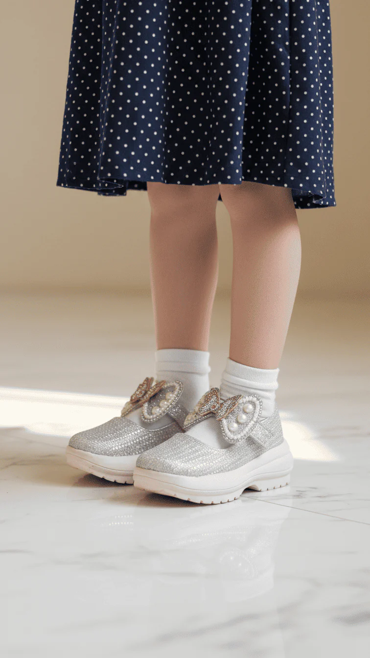 Girls Silver Fancy Pumps KD2558