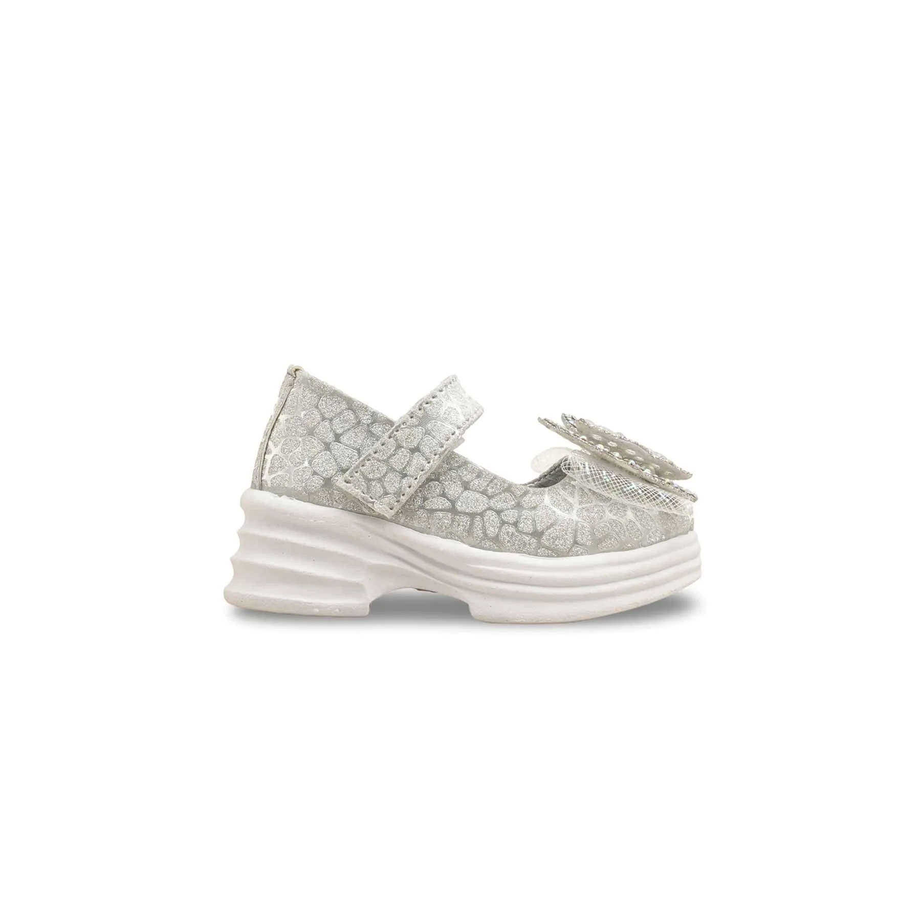 Girls Silver Fancy Pumps KD2561 - Image 2